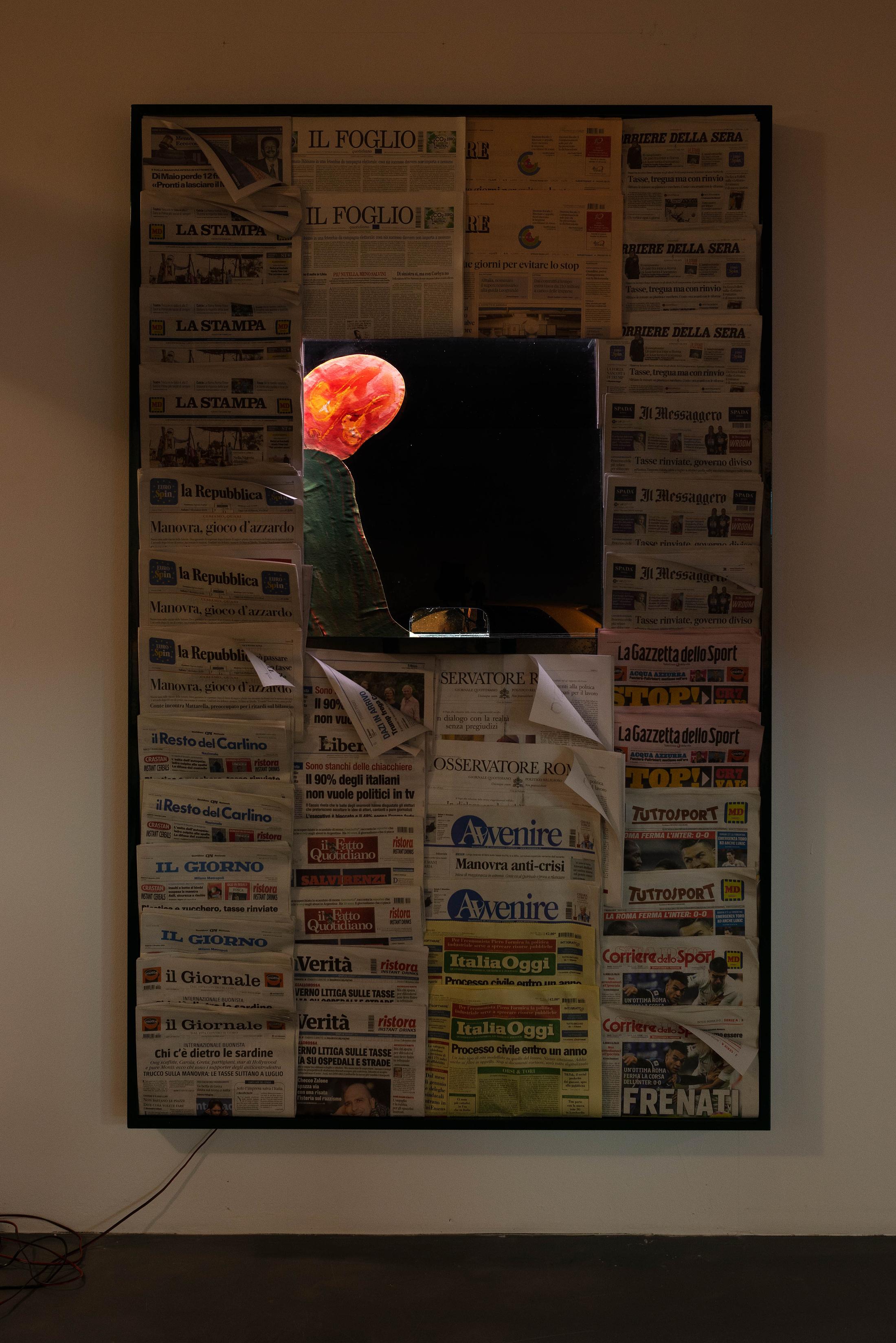 Exhibition View Daniele Milvio Soloshow «Die besten Jahre unseres Lebens; view on Sarà che Piove da Luglio, 2019» at Weiss Falk, Basel, 2019 / Photo: Flavio Karrer / Courtesy: the artist and Weiss Falk