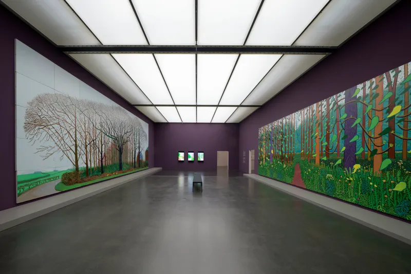 Exhibition View David Hockney Solo Show «Moving Focus» at Kunstmuseum Luzern, Luzern, 2022 / Photo: Marc Latzel / Courtesy: the artist and Kunstmuseum Luzern