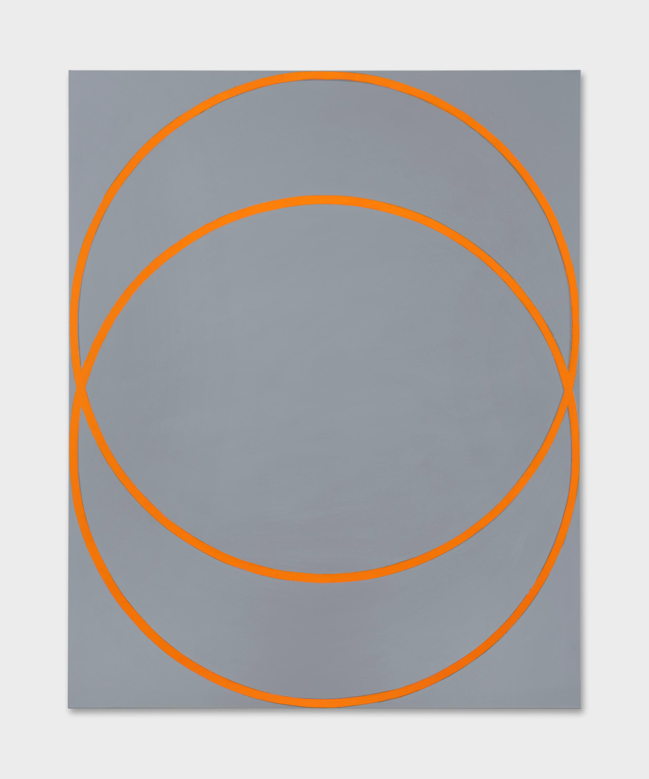 Exhibition View David Malek Soloshow «Binaries; view on Two Orange Circles, 2019» at Ribordy Thetaz, Geneva, 2020 / Photo: Julien Gremaud / Courtesy: the artist and Ribordy Thetaz