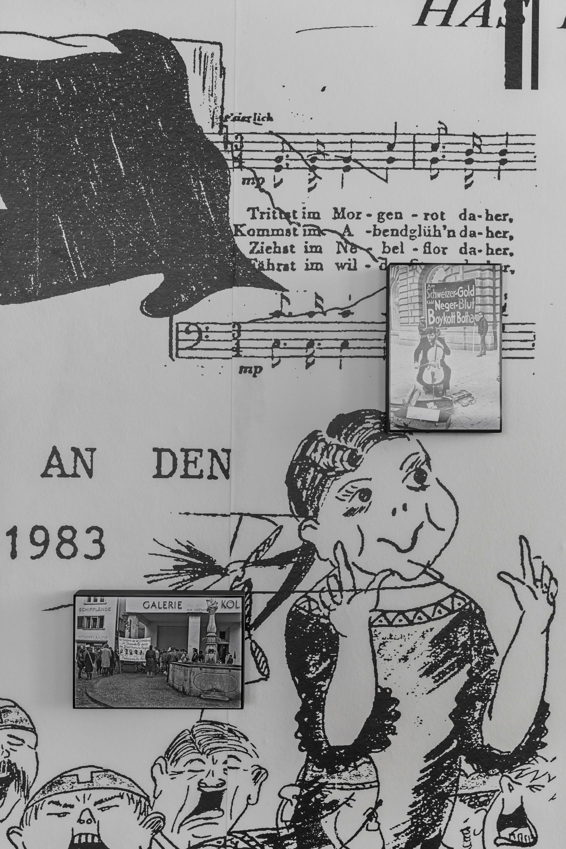 Exhibition View Denise Bertschi and Inas Halabi Groupshow «Forever or in a Hundred Years» at *ALTEFABRIK, Rapperswil-Jona / Photo: Peter Baracchi / Courtesy: the artists