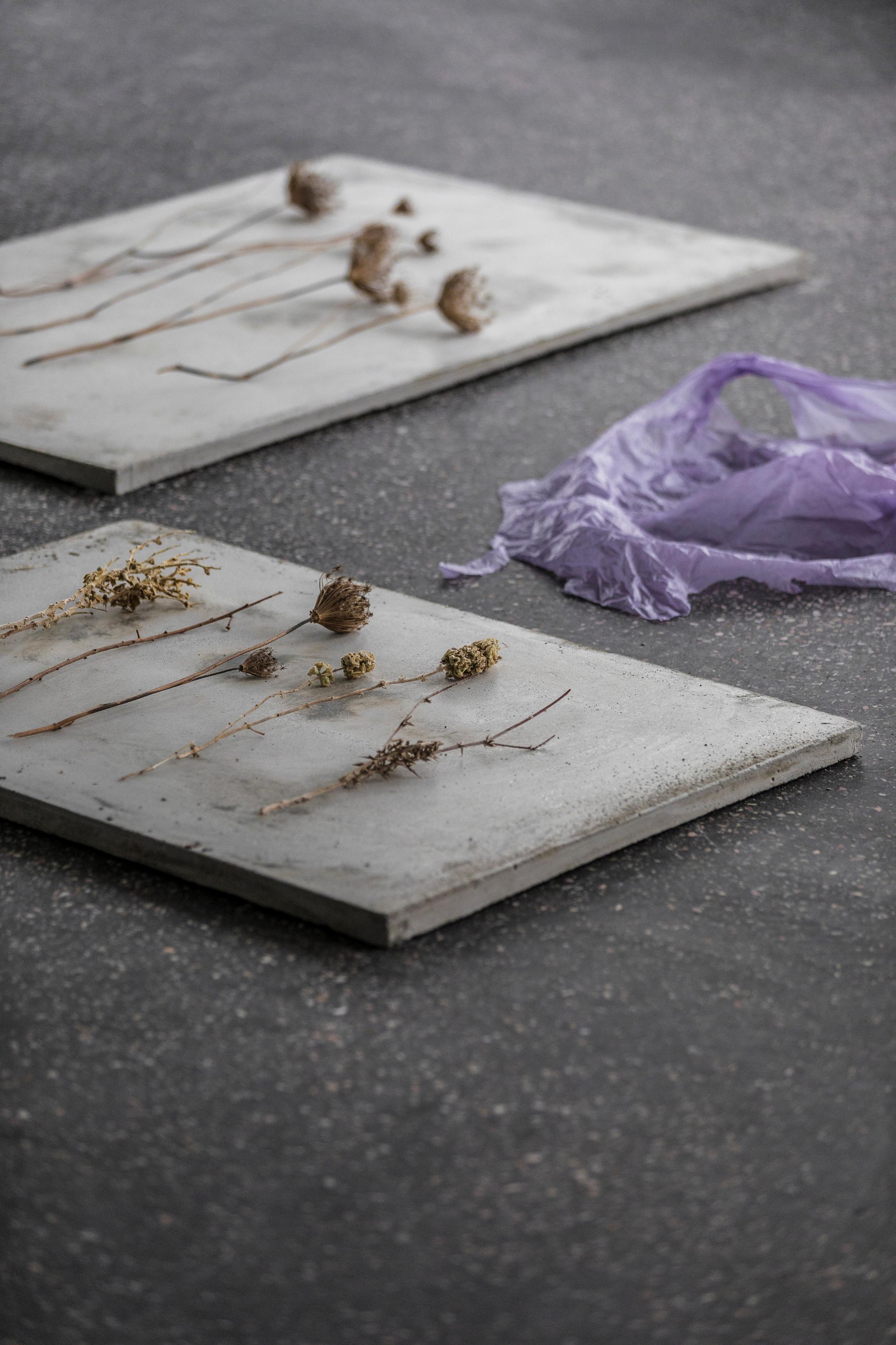 Exhibition View Denise Bertschi and Inas Halabi Groupshow «Forever or in a Hundred Years» at *ALTEFABRIK, Rapperswil-Jona / Photo: Peter Baracchi / Courtesy: the artists