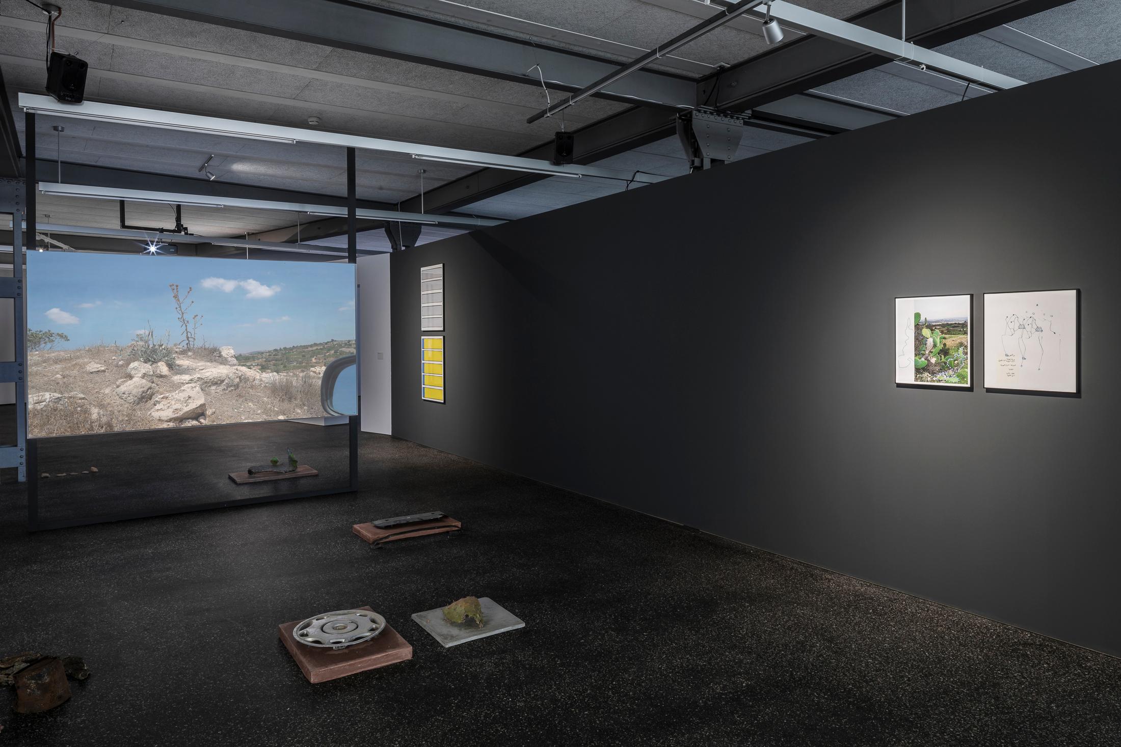 Exhibition View Denise Bertschi and Inas Halabi Groupshow «Forever or in a Hundred Years» at *ALTEFABRIK, Rapperswil-Jona / Photo: Peter Baracchi / Courtesy: the artists