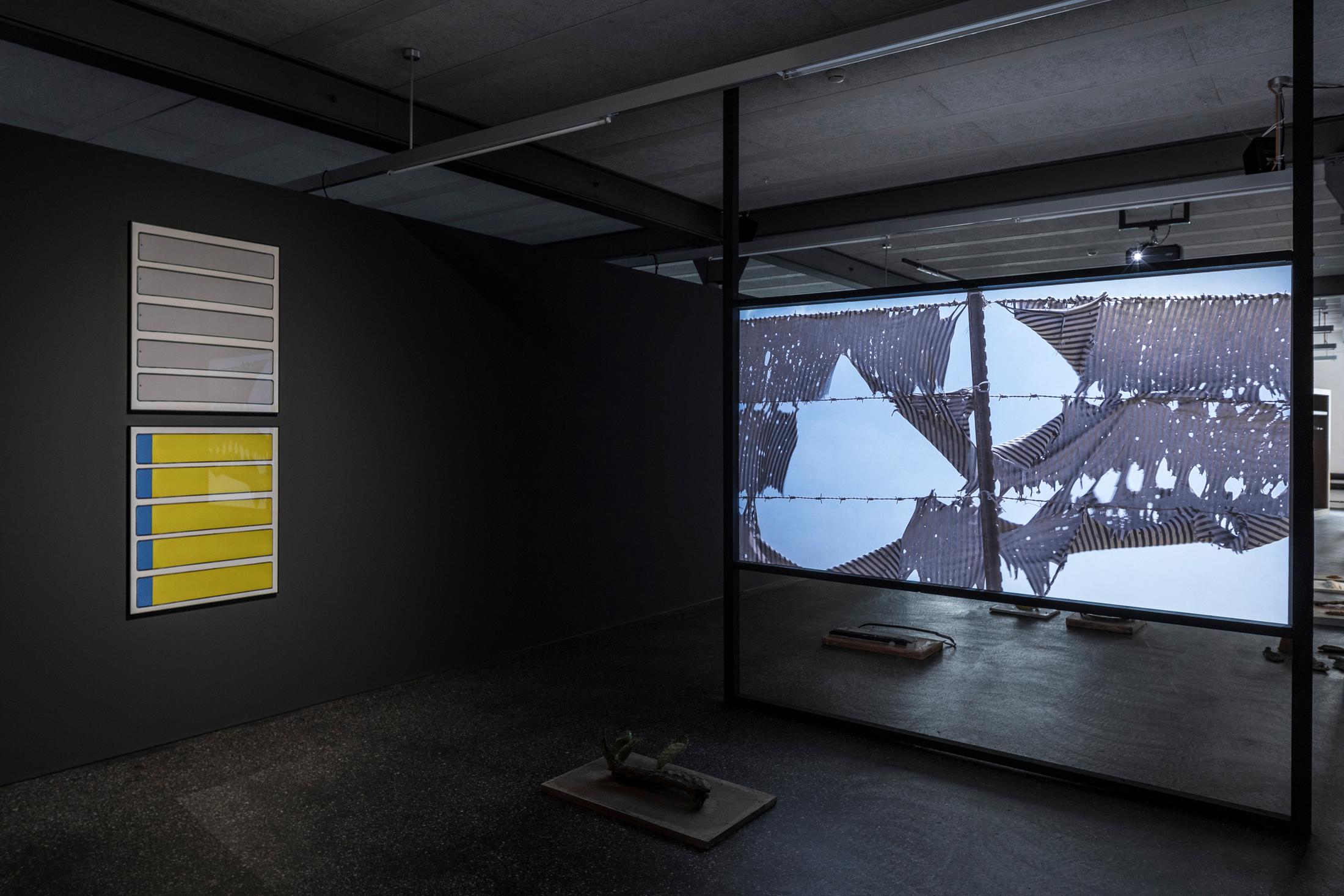 Exhibition View Denise Bertschi and Inas Halabi Groupshow «Forever or in a Hundred Years» at *ALTEFABRIK, Rapperswil-Jona / Photo: Peter Baracchi / Courtesy: the artists