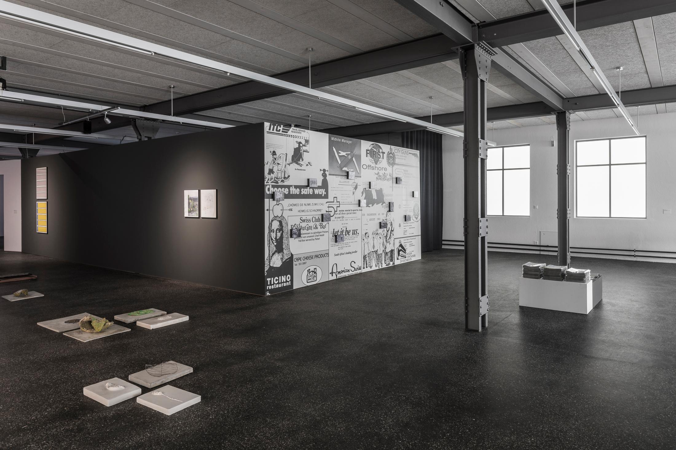 Exhibition View Denise Bertschi and Inas Halabi Groupshow «Forever or in a Hundred Years» at *ALTEFABRIK, Rapperswil-Jona / Photo: Peter Baracchi / Courtesy: the artists
