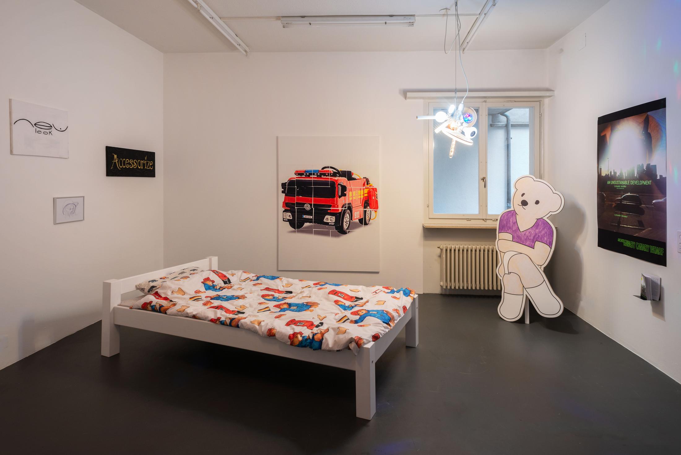 Exhibition View Groupshow «Die Läden sind geschlossen» at Weiss Falk, Basel, 2019 / Photo: Flavio Karrer / Courtesy: Courtesy: Weiss Falk and the Artists; Jenny's, Los Angeles; Karin Guenther, Hamburg; Project Native Informant, London; Sandy Brown, Berlin; Soft Opening, London; What Pipeline, Detroit