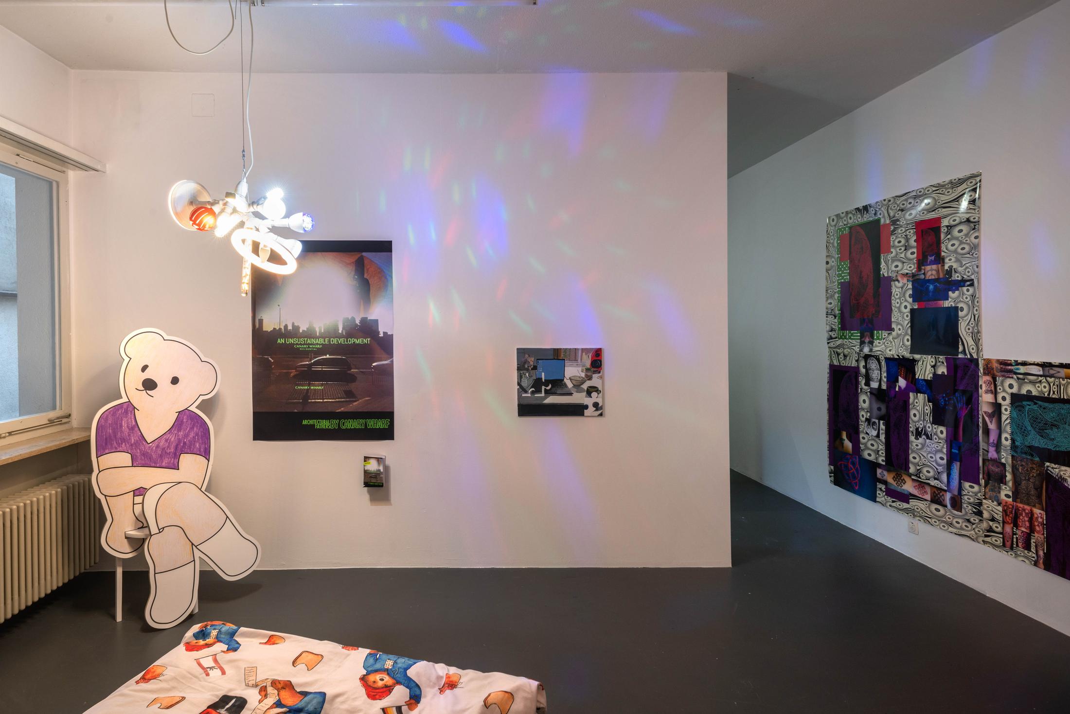 Exhibition View Groupshow «Die Läden sind geschlossen» at Weiss Falk, Basel, 2019 / Photo: Flavio Karrer / Courtesy: Courtesy: Weiss Falk and the Artists; Jenny's, Los Angeles; Karin Guenther, Hamburg; Project Native Informant, London; Sandy Brown, Berlin; Soft Opening, London; What Pipeline, Detroit