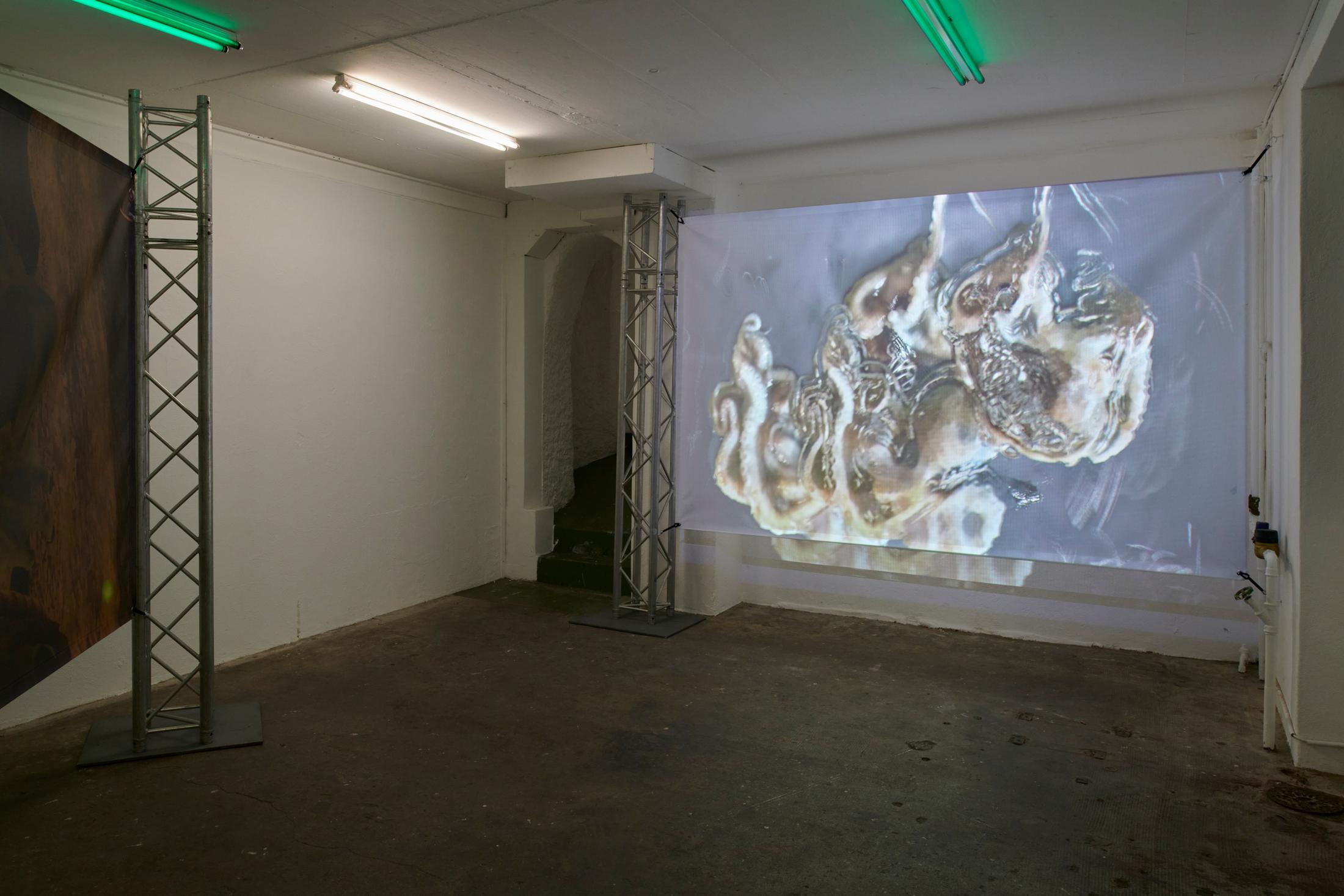 Exhibition View Duo Show «Human Tank» at WallStreet, Fribourg, 2022 / Photo: Guillaume Python / Courtesy: the artists and WallStreet