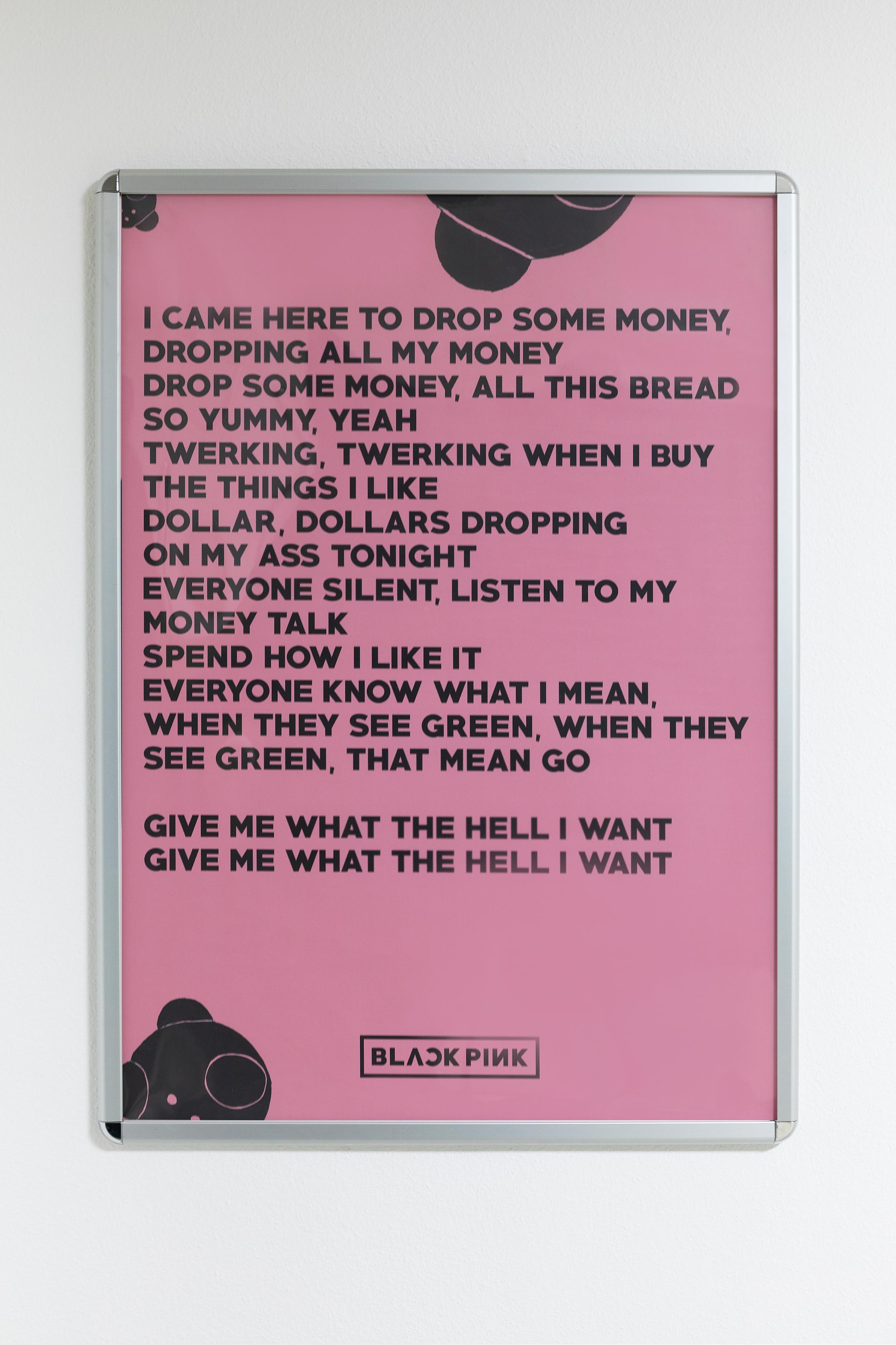 Exhibition View Doris Dehan Son Solo Show «How you like that; view on Doris Dehan Son, DROP SOME MONEY, 2022» at The Lighthouse, Zurich, 2022 / Photo: Simon Javed / Courtesy: the artist and The Lighthouse