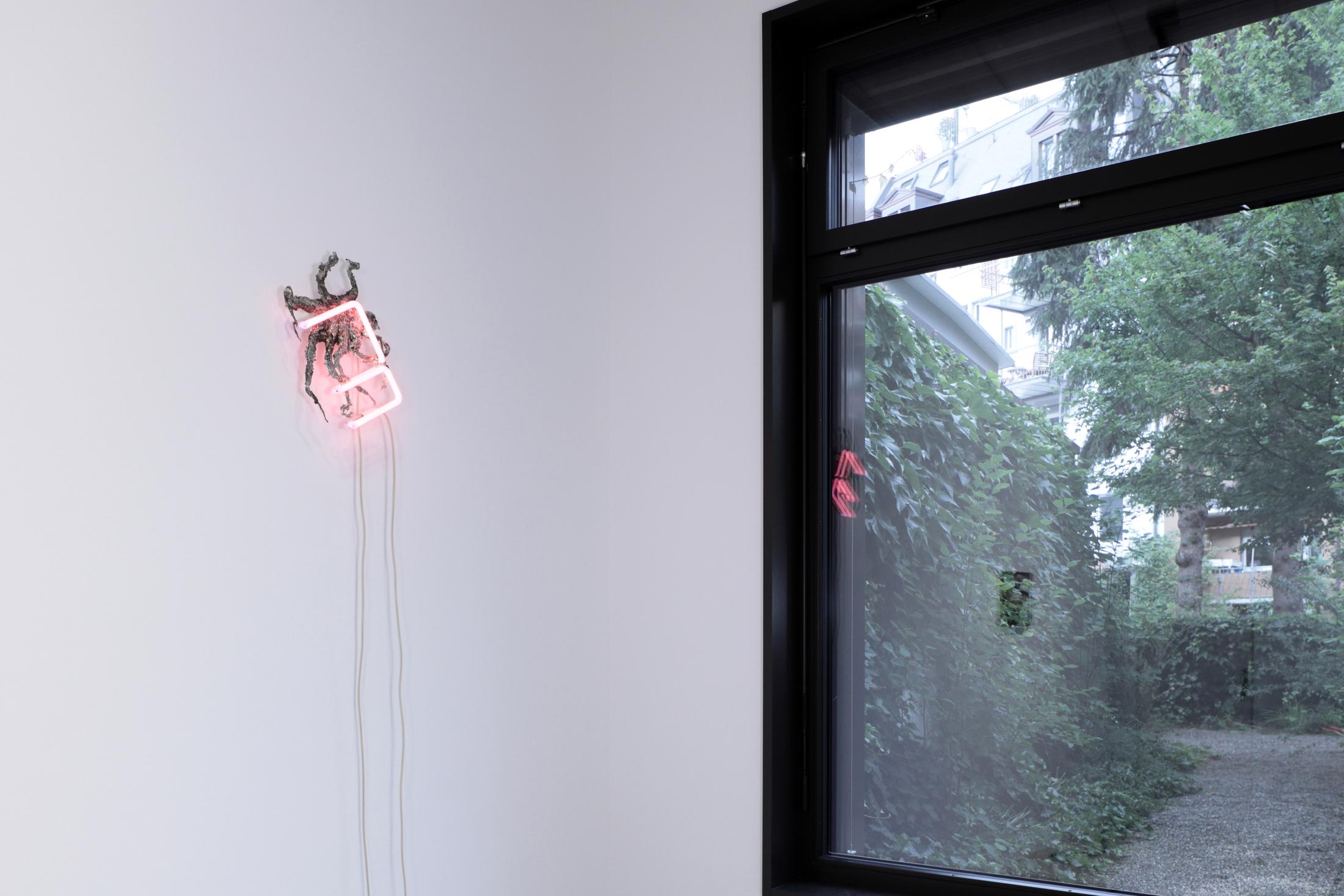 Exhibition view, EARTHBOUND, (view on Chloé Delarue, TAFAA – LONELY NIGHT, 2021), Windhager von Kaenel, Zurich, 2022 / Photo: WvK / Courtesy: the artists and Gallery Gudmundsdottir