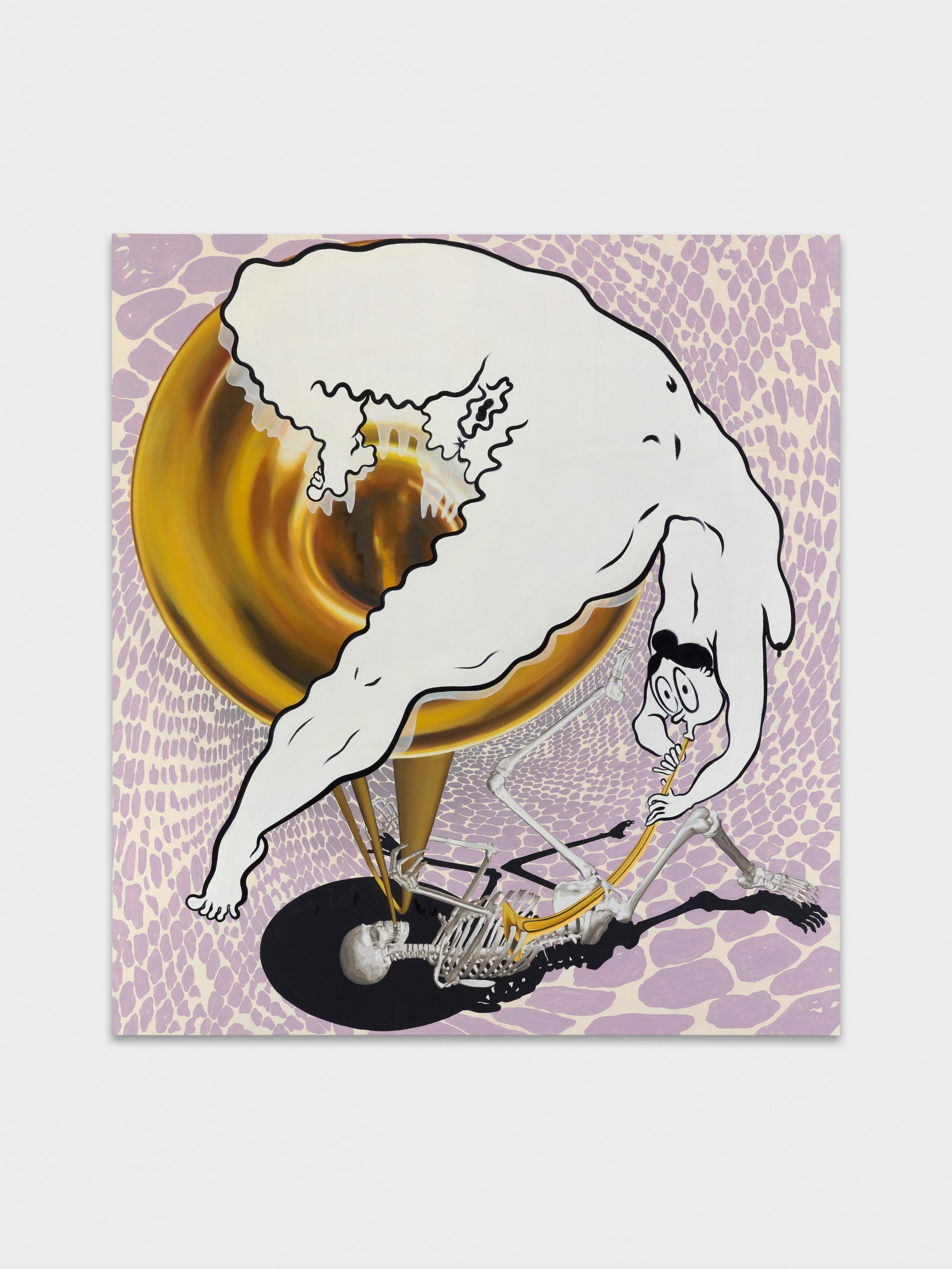 Exhibition View Ebecho Muslimova Soloshow «Fatebe; view on FATEBE TRUMPET, 2020» at Galerie Maria Bernheim, Zurich, 2020 / Photo: Annik Wetter / Courtesy: the artist and Galerie Maria Bernheim