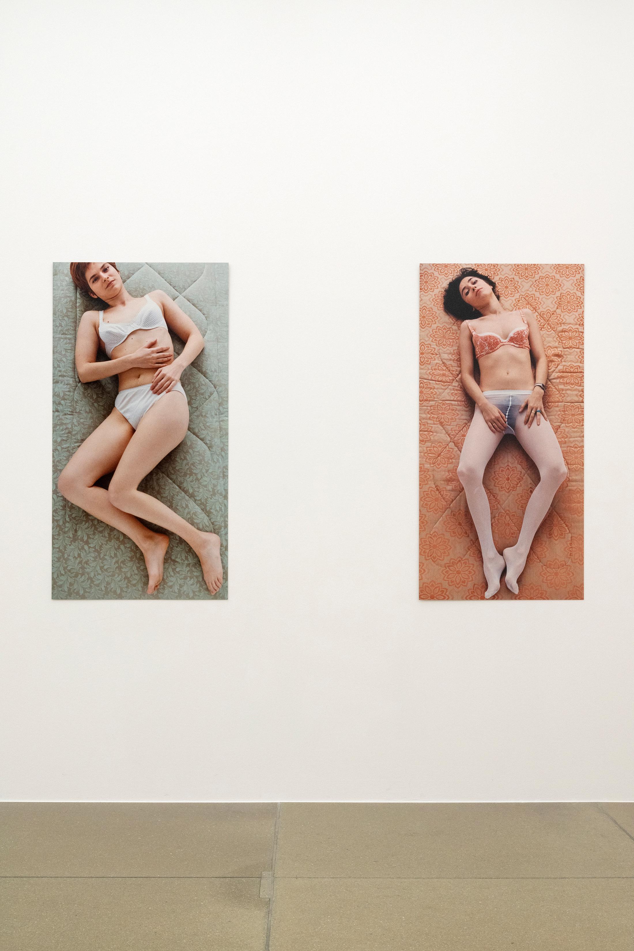 Exhibition View Group Show «Eine Frau ist eine Frau ist eine Frau...; view on Katrin Freisager, Nadia (left) and Pipilotti (right), 1995» at Aargauer Kunsthaus, Aarau, 2022-2023 / Photo: Zoe Tempest / Courtesy: the artist and Aargauer Kunsthaus