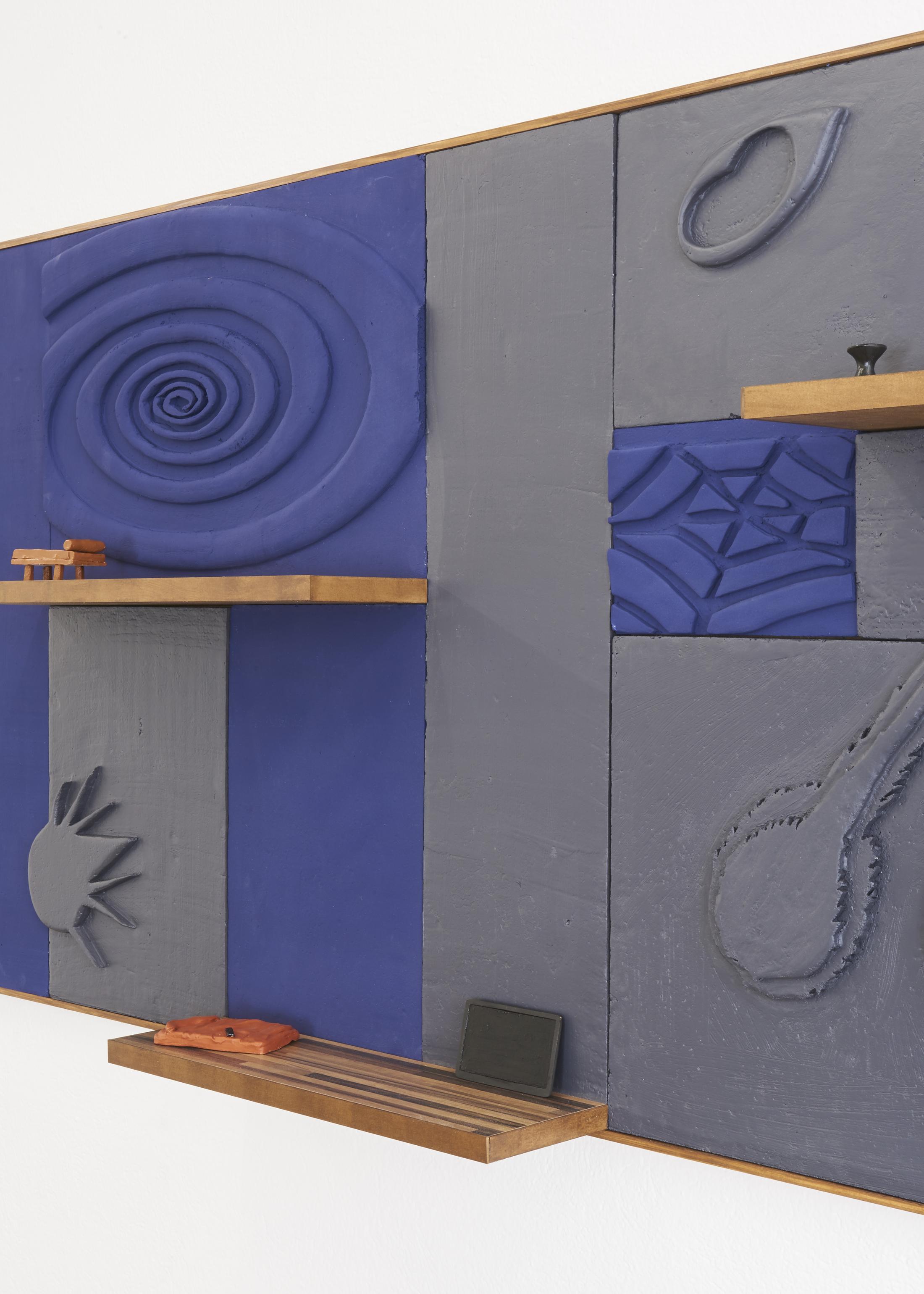 Exhibition View Groupshow «Either it is raining or it is not (at a particular space and time) ; view on Loucia Carlier, 2020 (detail), 2019» at WallRiss, Fribourg, 2019 / Photo: Guillaume Baeriswyl