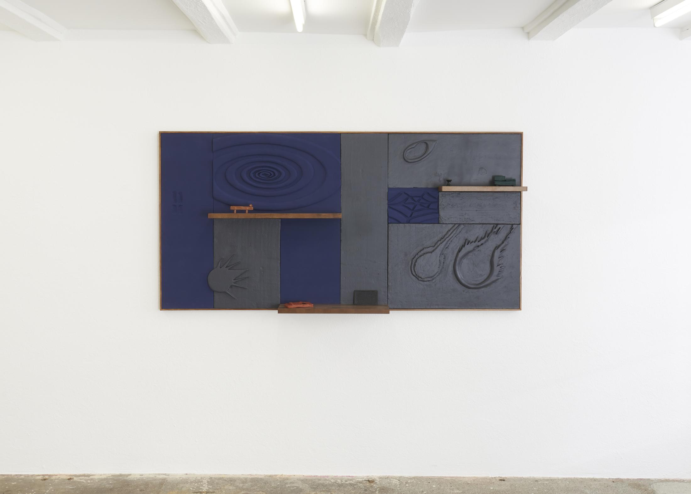 Exhibition View Groupshow «Either it is raining or it is not (at a particular space and time) ; view on Loucia Carlier, 2020, 2019» at WallRiss, Fribourg, 2019 / Photo: Guillaume Baeriswyl