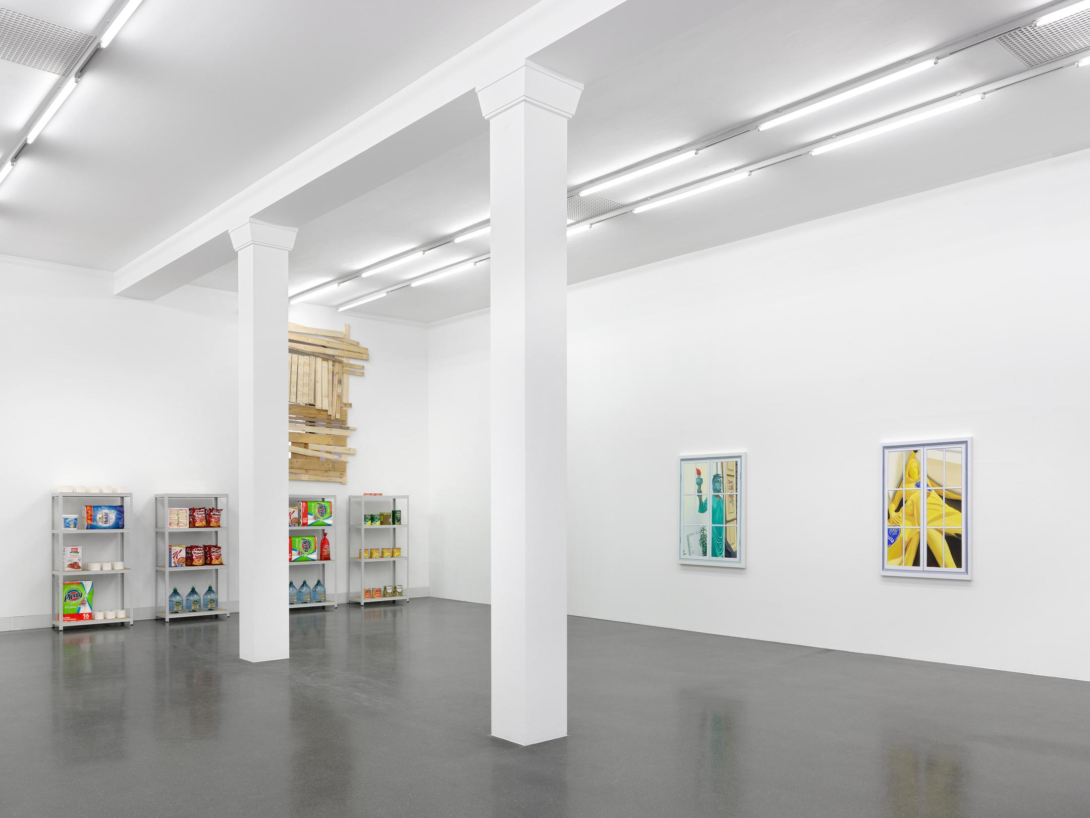 Exhibition View Eliza Douglas / Puppies Puppies (Jade Kuriki Olivo) Groupshow at Galerie Francesca Pia, Zurich, 2019 / Photo: Annik Wetter / Courtesy: the artists and Galerie Francesca Pia