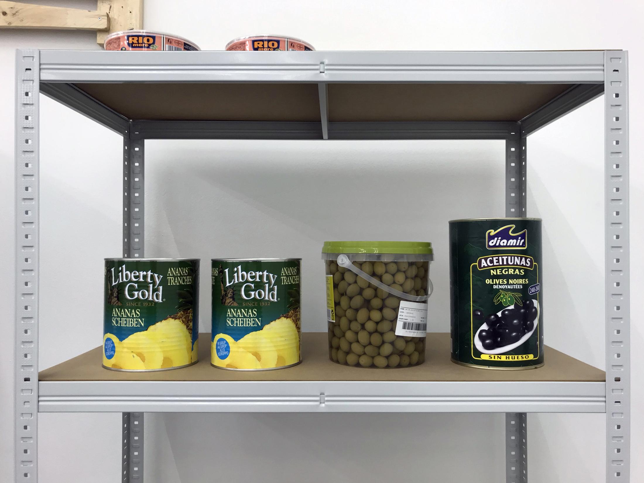 Exhibition View Eliza Douglas / Puppies Puppies (Jade Kuriki Olivo) Groupshow (view on Puppies Puppies, Survival Preparations (Dedicated to Carlos Olivo) (My Father) (RIP), 2019, detail) at Galerie Francesca Pia, Zurich, 2019 / Photo: Annik Wetter / Courtesy: the artists and Galerie Francesca Pia