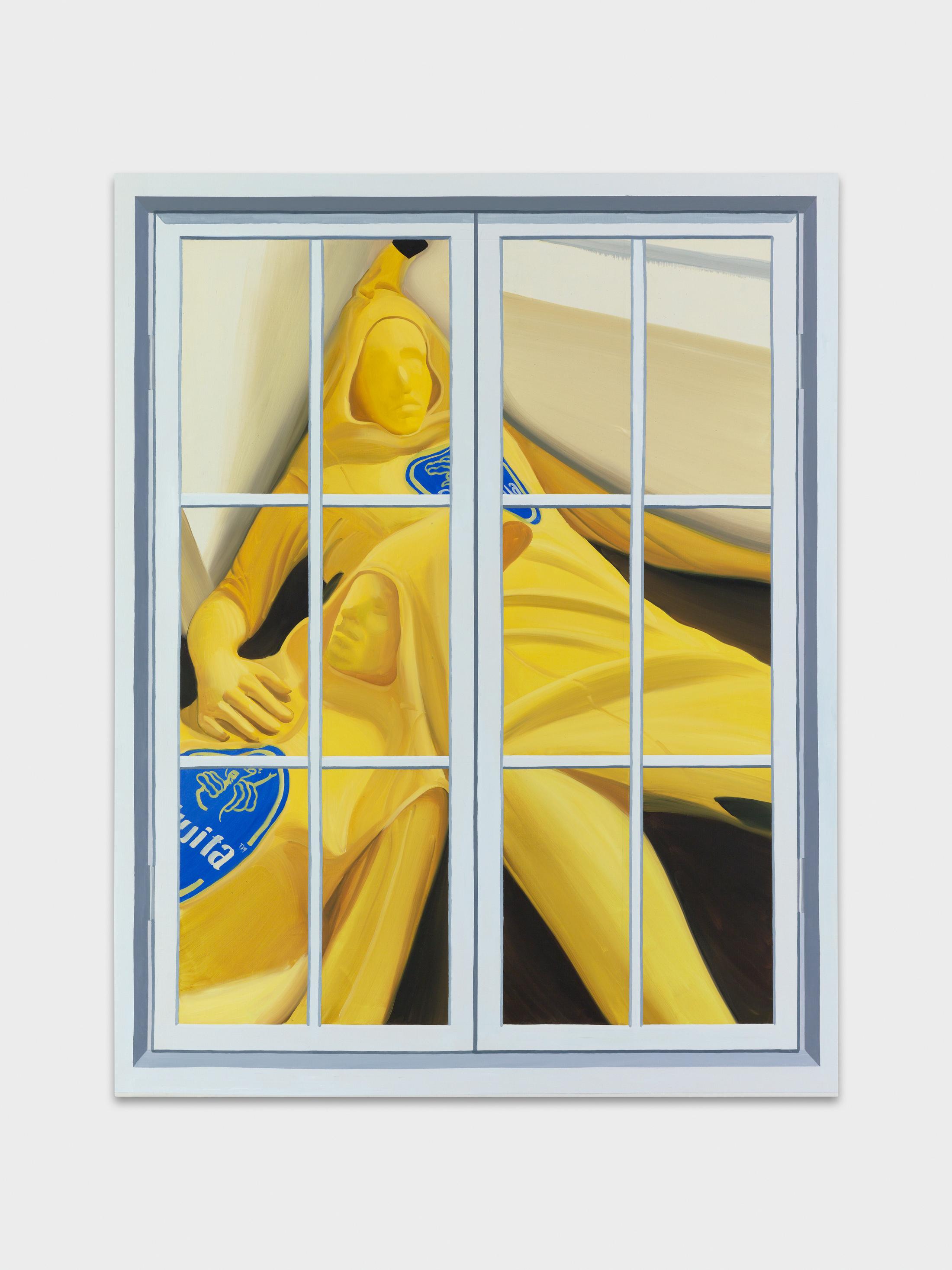 Exhibition View Eliza Douglas / Puppies Puppies (Jade Kuriki Olivo) Groupshow (view on Eliza Douglas, Window (Puppies Puppies 1), 2019) at Galerie Francesca Pia, Zurich, 2019 / Photo: Annik Wetter / Courtesy: the artists and Galerie Francesca Pia