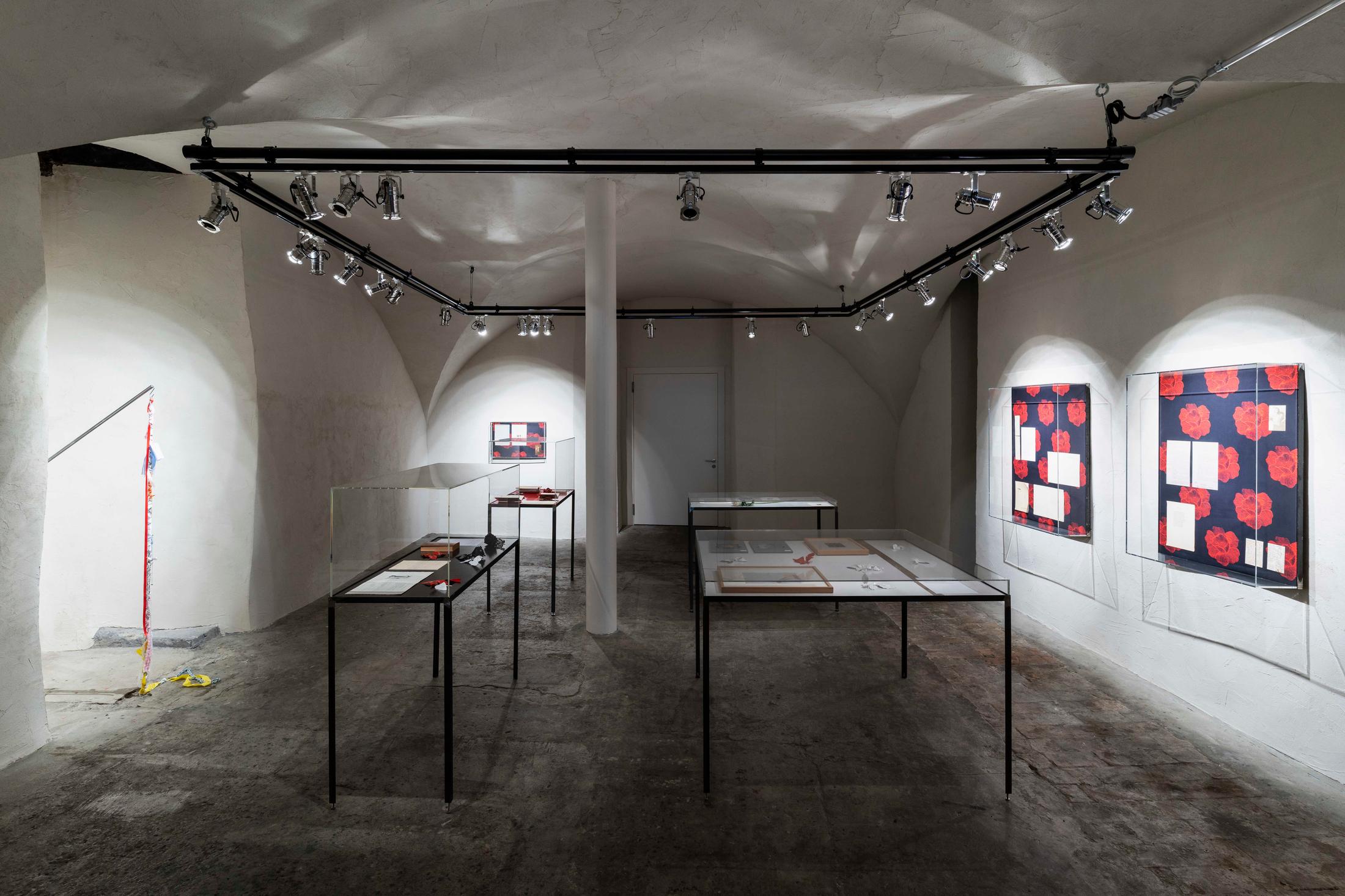 Exhibition View Emmy Hennings / Sitara Abuzar Ghaznawi Joint Exhibition (view on various works by Emmy Hennings and Sitara Abuzar Ghaznawi) at Cabaret Voltaire, Zurich, 2020 / Photo: Gunnar Meier / Courtesy Sitara Abuzar Ghaznawi: the artist; Courtesy Emmy Hennings: Schweizerisches Literaturarchiv and Cabaret Voltaire