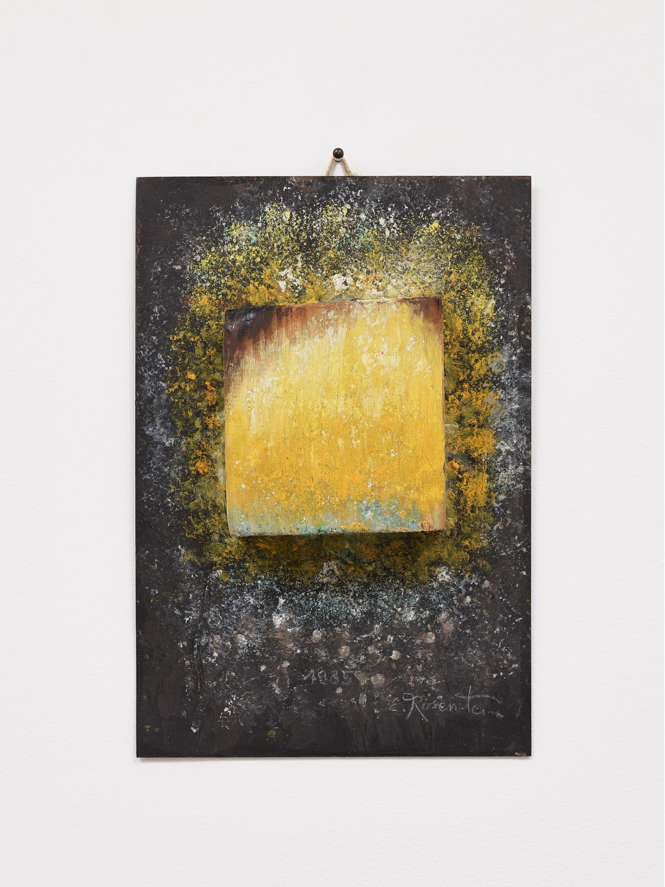 Exhibition View Erna Rosenstein «Solo Show; view on Erna Rosenstein, Źródło (The Spring), 1985, Oil on wood mounted on board, 20.3 x 13.9 x 3.7 cm» at Hauser & Wirth, Zurich, 2022-2023 / Photo: Thomas Barratt / Courtesy: The Estate of Erna Rosenstein / Adam Sandauer, Hauser & Wirth and Foksal Gallery Foundation