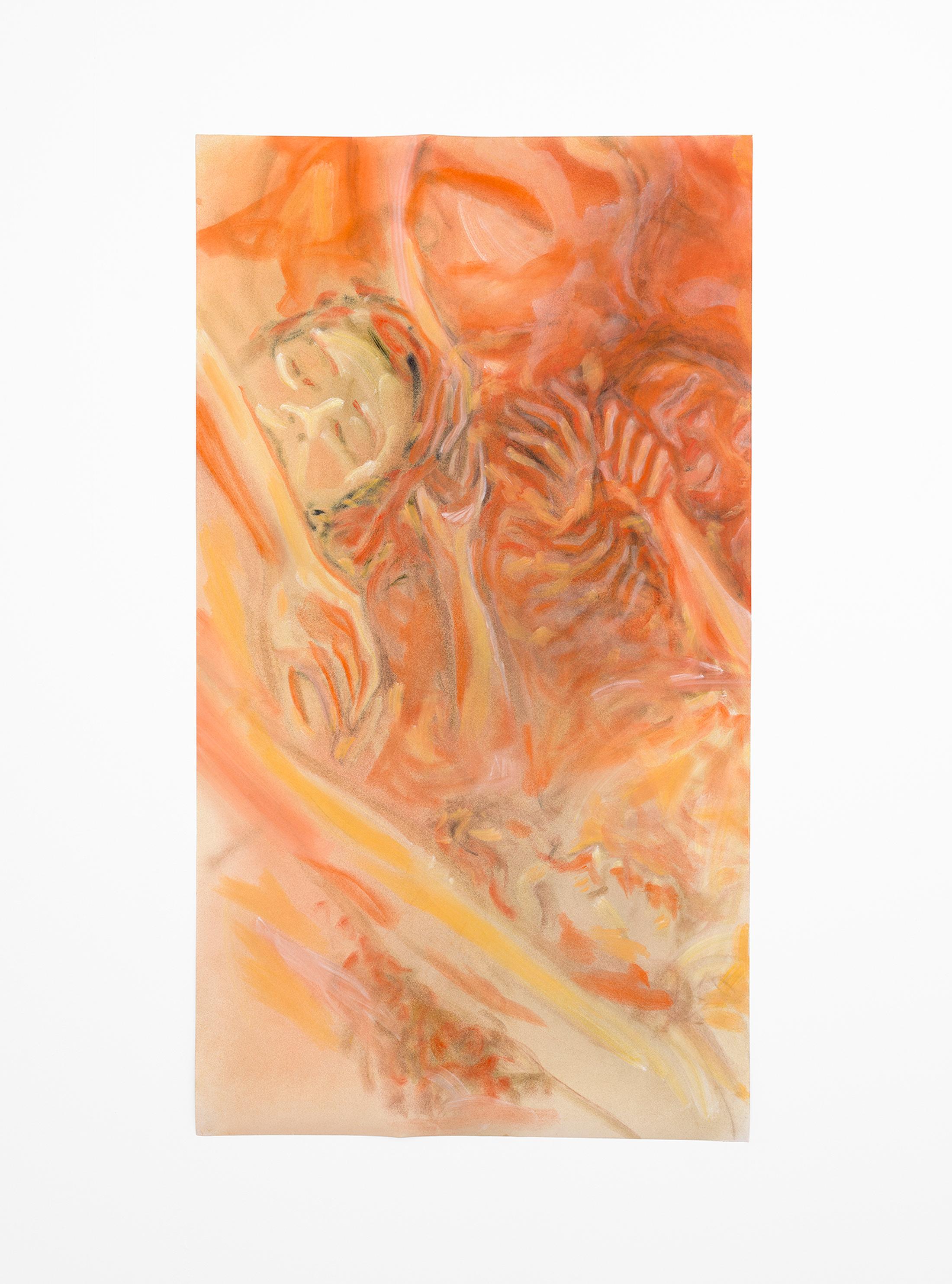 Exhibition View Evelyn Plaschg Solo Show «In Condensation; view on Evelyn Plaschg, Couplings, Pigment on Paper, 120 × 68 cm, 2021» at Kirchgasse Gallery, Steckborn, 2021 / Photo: CE / Courtesy: the artist and Kirchgasse Gallery