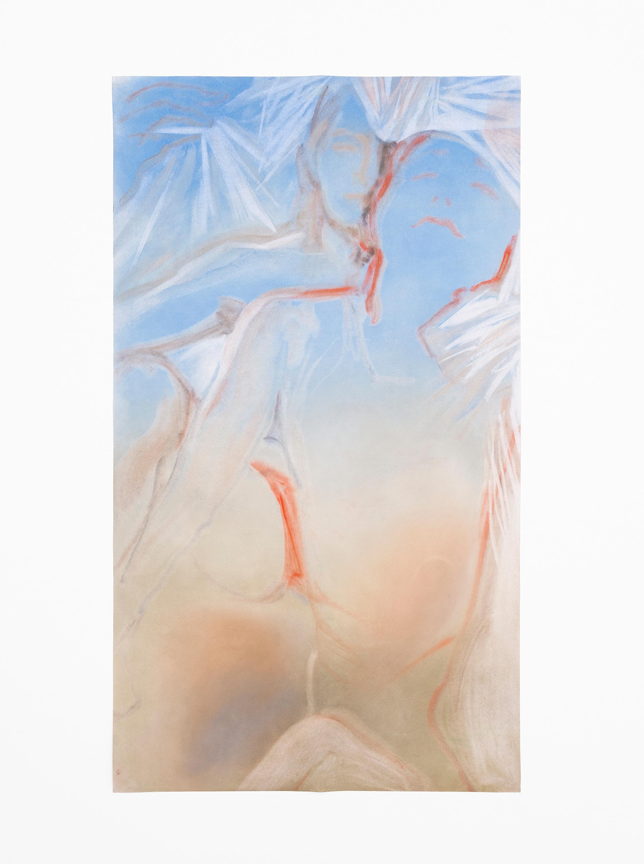 Exhibition View Evelyn Plaschg Solo Show «In Condensation; view on Evelyn Plaschg, Offers and Need II, Pigment on Paper, 120 × 68 cm, 2021» at Kirchgasse Gallery, Steckborn, 2021 / Photo: CE / Courtesy: the artist and Kirchgasse Gallery