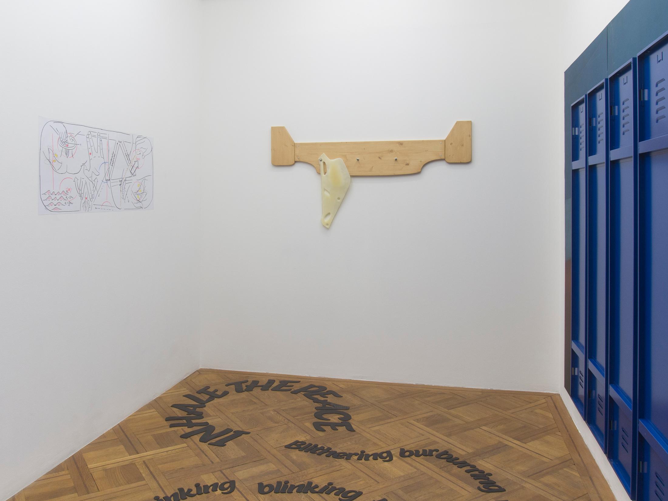 Exhibition View Groupshow «Exposition Collective; view on Ceylan Öztrük, Caroline Schattling Villeval, Kelly Tissot,Thomas Julier & Miriam Laura Leonardi» at Silicon Malley, Prilly, 2019 / Courtesy: the artist and Silicon Malley