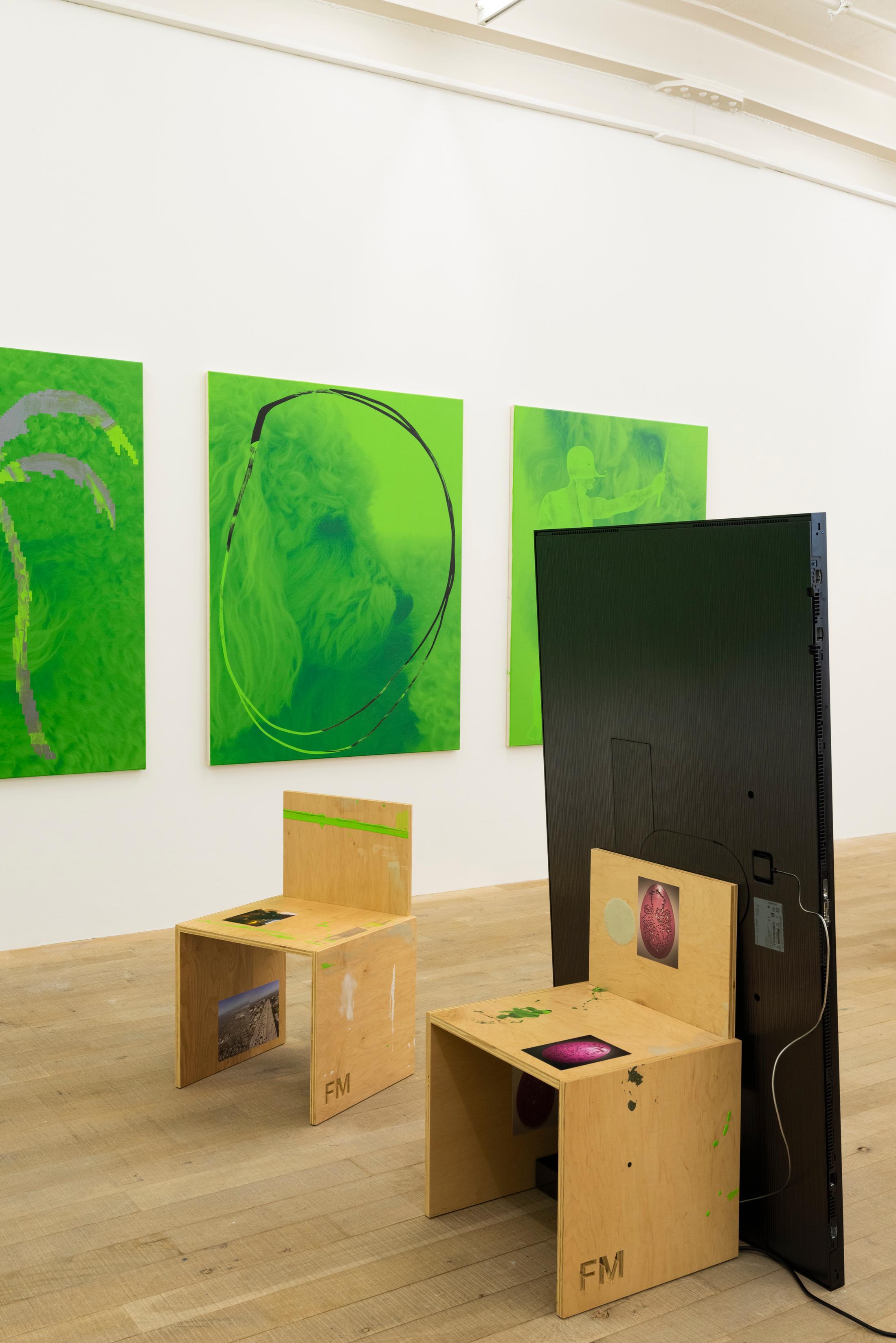 Exhibition View Fabian Marti Soloshow «I LÄBE NO» at Galerie Peter Kilchmann, Zurich, 2019 / Photo: Sebastian Schaub / Courtesy: the artist and Galerie Peter Kilchmann