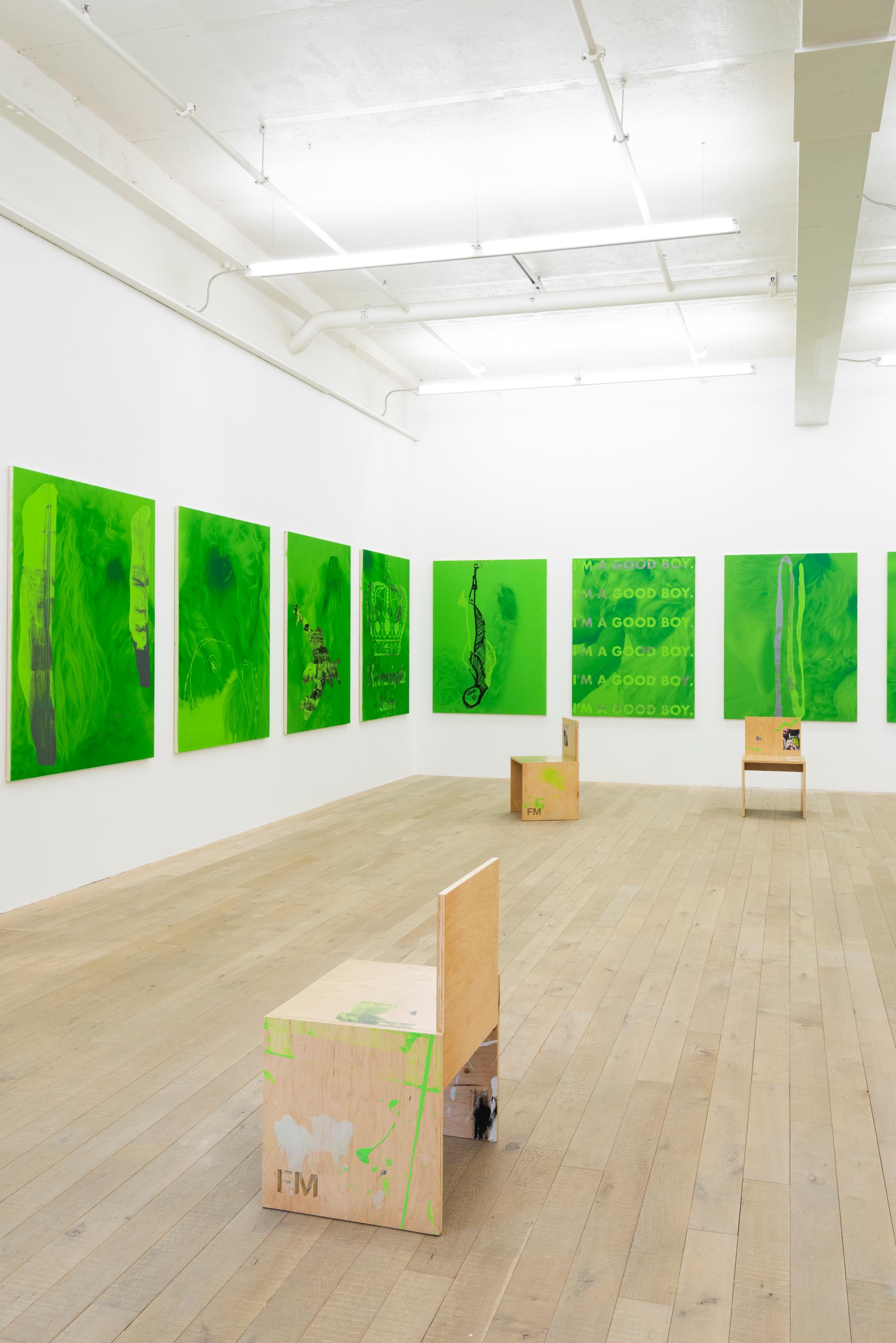 Exhibition View Fabian Marti Soloshow «I LÄBE NO» at Galerie Peter Kilchmann, Zurich, 2019 / Photo: Sebastian Schaub / Courtesy: the artist and Galerie Peter Kilchmann