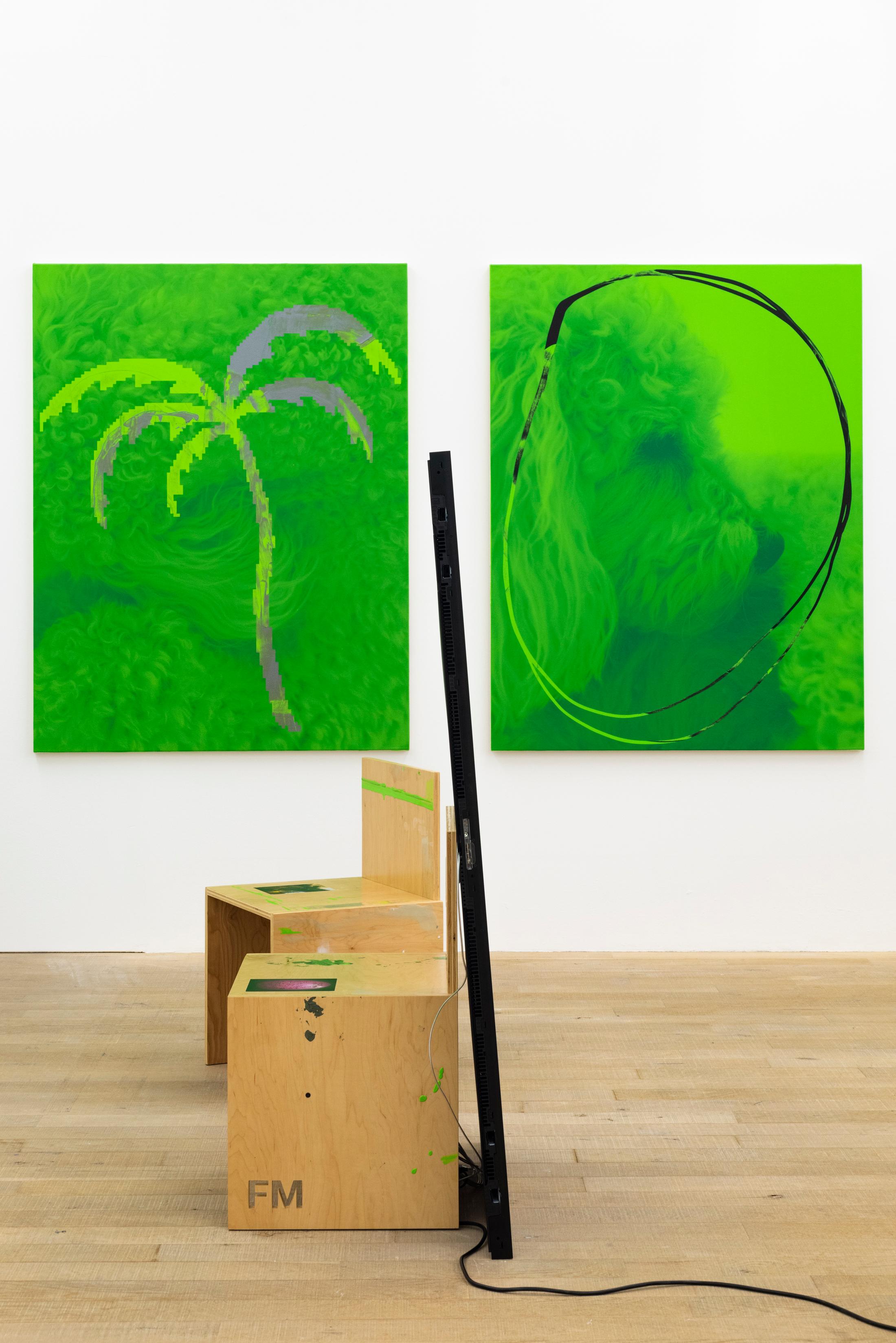 Exhibition View Fabian Marti Soloshow «I LÄBE NO» at Galerie Peter Kilchmann, Zurich, 2019 / Photo: Sebastian Schaub / Courtesy: the artist and Galerie Peter Kilchmann