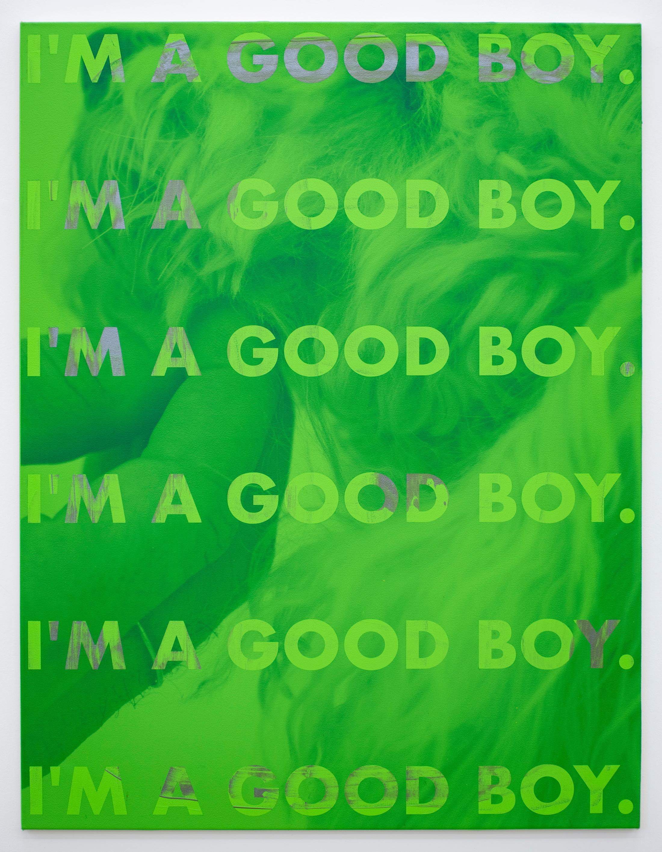 Exhibition View Fabian Marti Soloshow «I LÄBE NO; view on I LÄBE NO (Lutz & I'm a Good Boy), 2019» at Galerie Peter Kilchmann, Zurich, 2019 / Photo: Sebastian Schaub / Courtesy: the artist and Galerie Peter Kilchmann