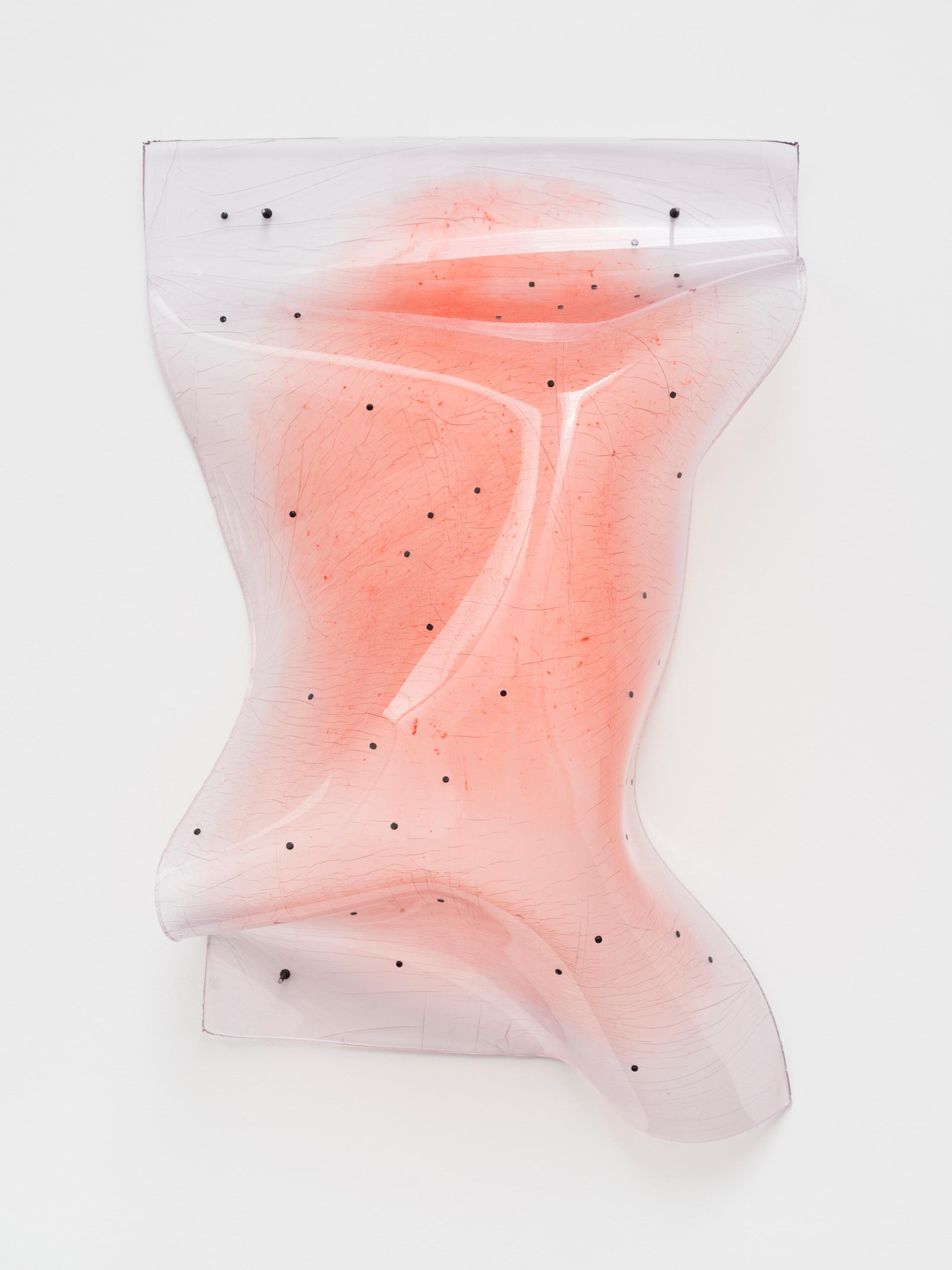 Exhibition View Florian Germann Solo Show «raised by dogs; view on Florian Germann, Untitled, 2020, Bio resin dyed with fuel pigments, ferrite magnets, steel, 168 x 114 x 47 cm» at Galerie Gregor Staiger, Zurich, 2020 / Courtesy: the artist and Galerie Gregor Staiger