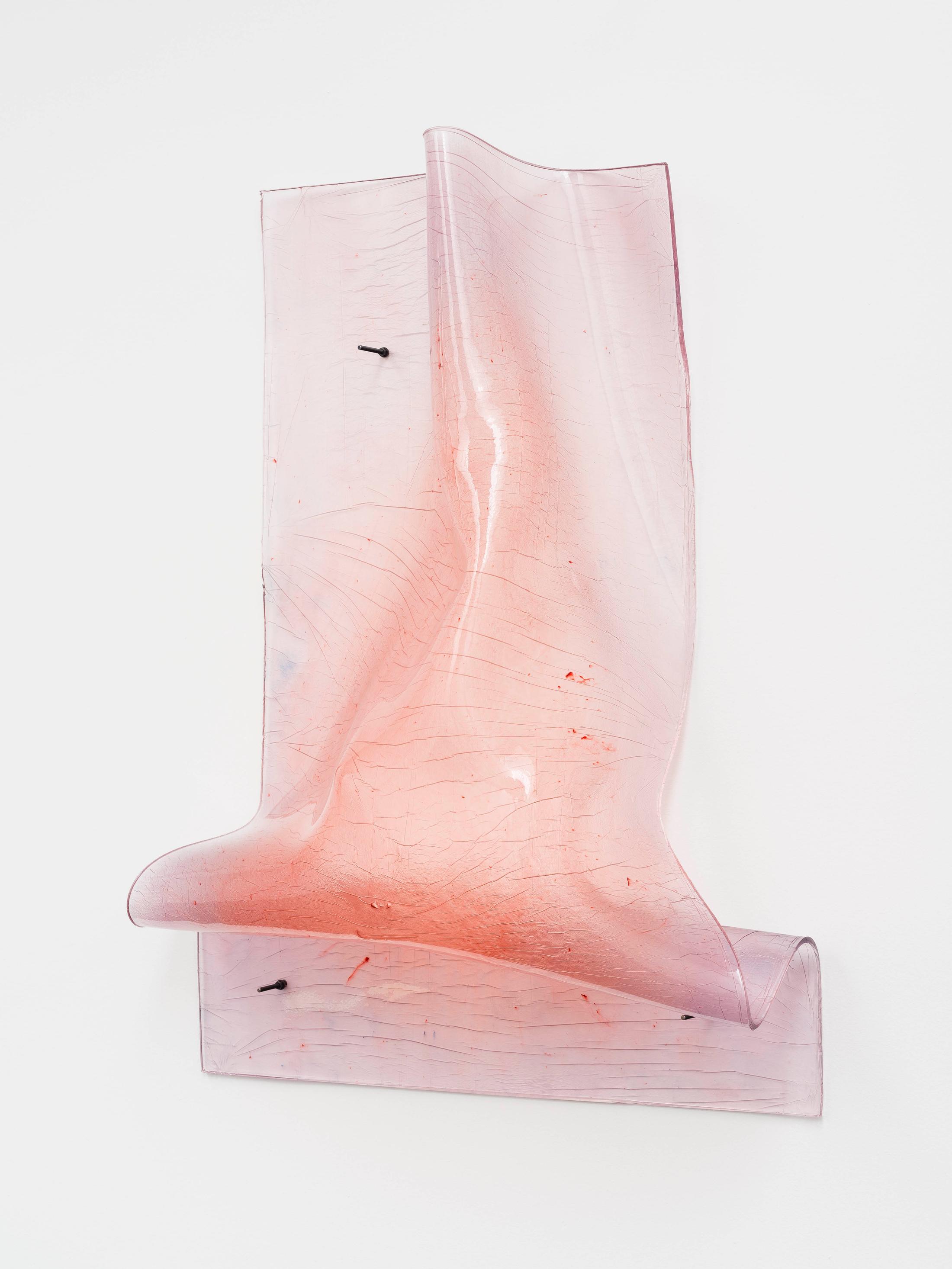 Exhibition View Florian Germann Solo Show «raised by dogs; view on Florian Germann, Untitled, 2020, Bio resin dyed with fuel pigments, steel, 157 x 116 x 40cm» at Galerie Gregor Staiger, Zurich, 2020 / Courtesy: the artist and Galerie Gregor Staiger