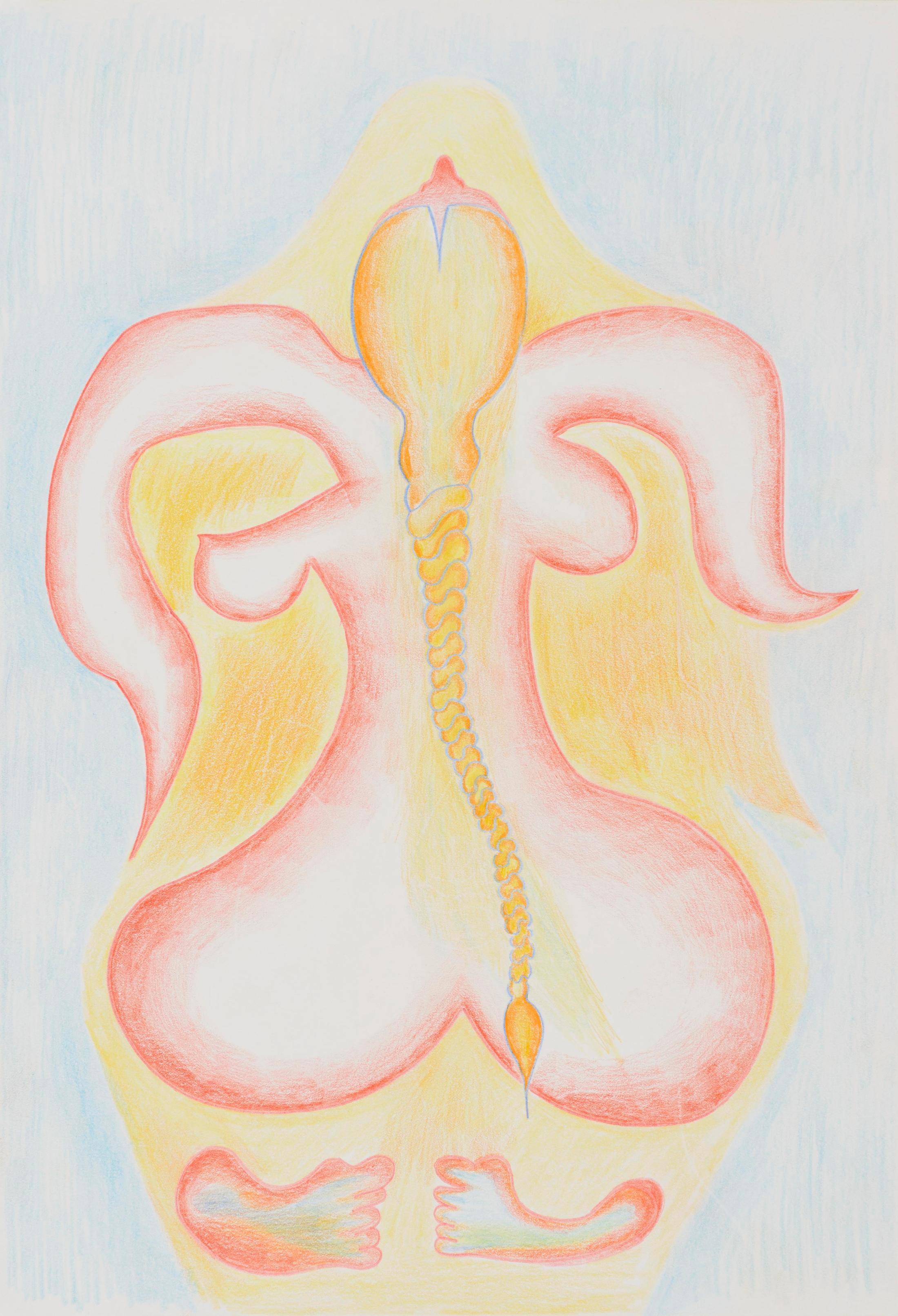 Exhibition View Florian Germann Solo Show «raised by dogs; view on Florian Germann, Untitled, 2020, Colored pencil on paper, framed, five elements, Paper: 42 x 29 cm each, Frame: 46.3 x 33.3 x 2.8 cm each» at Galerie Gregor Staiger, Zurich, 2020 / Courtesy: the artist and Galerie Gregor Staiger