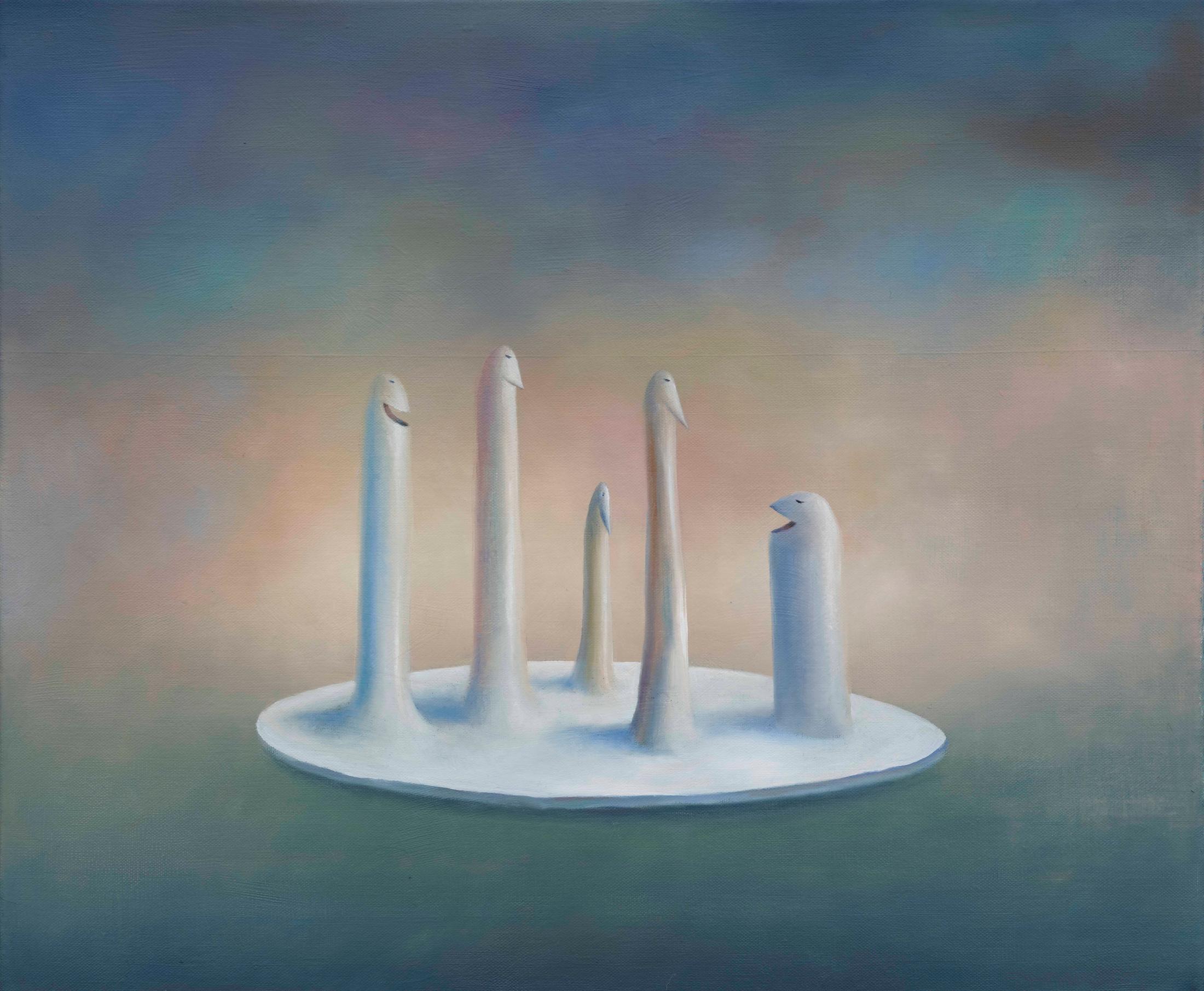 Exhibition View Francisco Sierra «Lunar Conveniences; view on Francisco Sierra, Chörli, 2021, oil on canvas, 46 x 55cm» at Von Bartha, Basel, 2021 / Photo: Andreas Zimmermann / Courtesy: the artist and Von Bartha