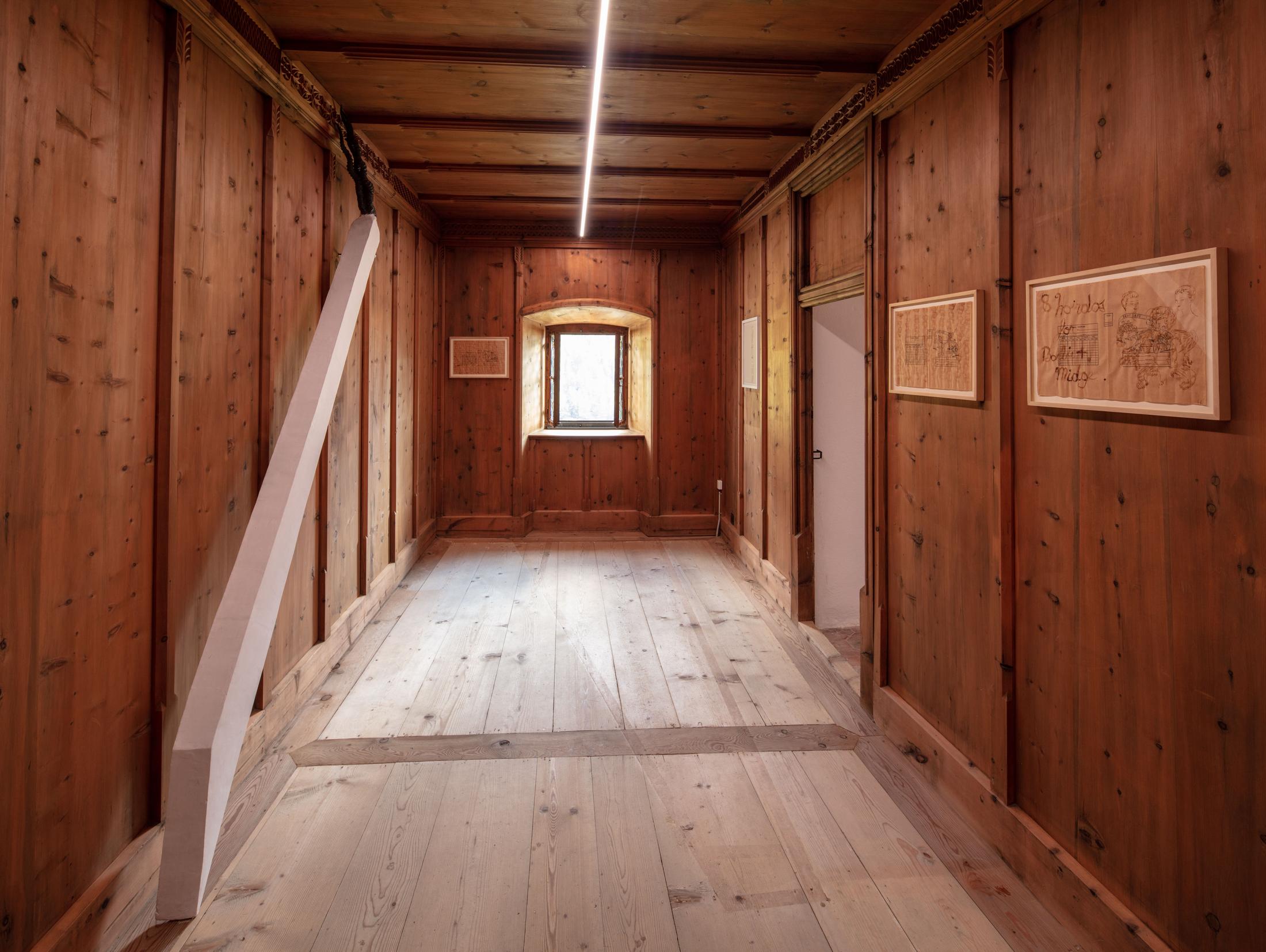 Installation View «FRIENDS» with Frederick Einhorn, Keith Haring, Cady Noland and Not Vital at Fundaziun Not Vital, Tarasp 2018 / Photo: Eric Gregory Powell / Courtesy: Fundaziun Not Vital