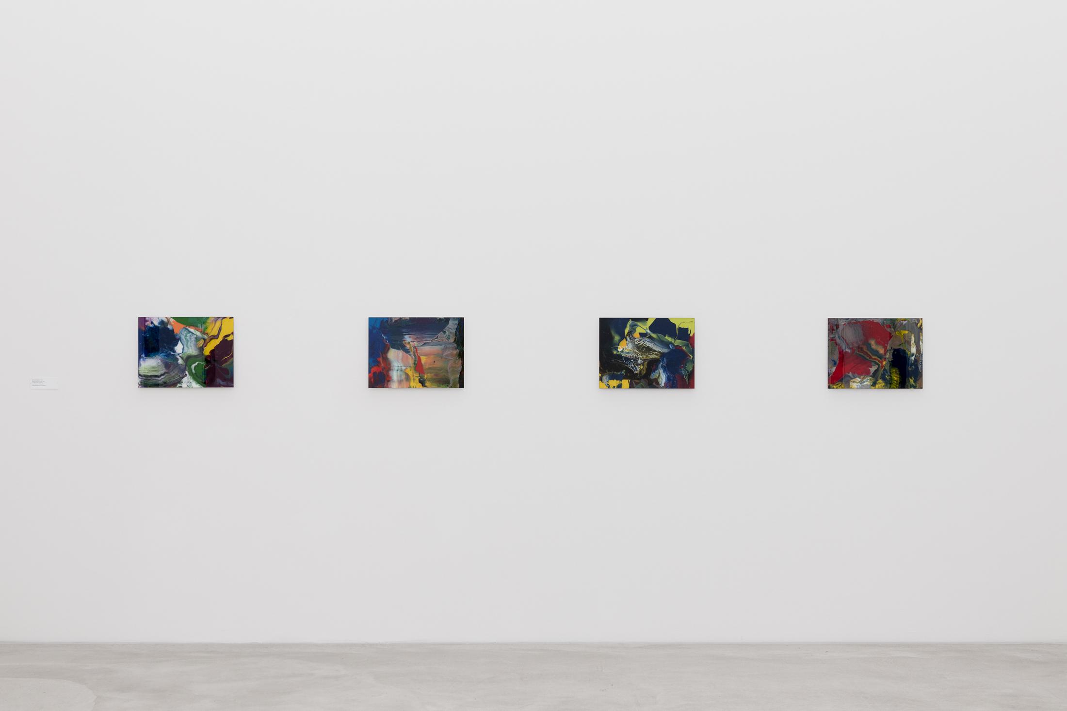 Exhibition View Groupshow «Frozen Gesture ; view on Gerhard Richter, Bagdad (914-9), 2010, Bagdad (914-12), 2010, Bagdad (914-13), 2010, Bagdad (914-14), (Courtesy: Gerhard Richter, 2019)» at Kunstmuseum Winterthur, 2019 / Photo: Sebastian Stadler