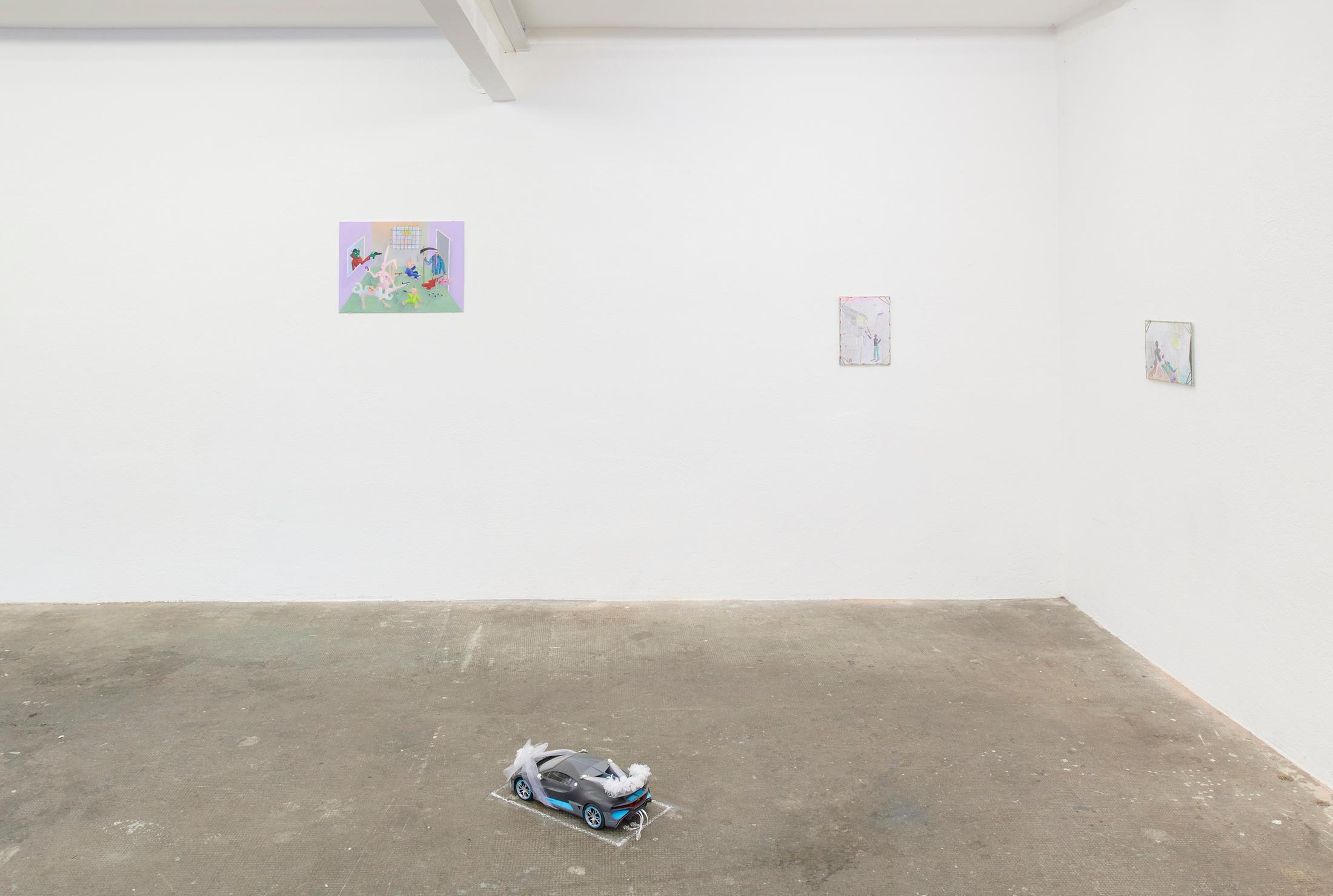 Exhibition View «Giggling Softly, Smiling Big» at WallStreet, Fribourg, 2021 / Photo: Guillaume Python / Courtesy: the artists and WallStreet