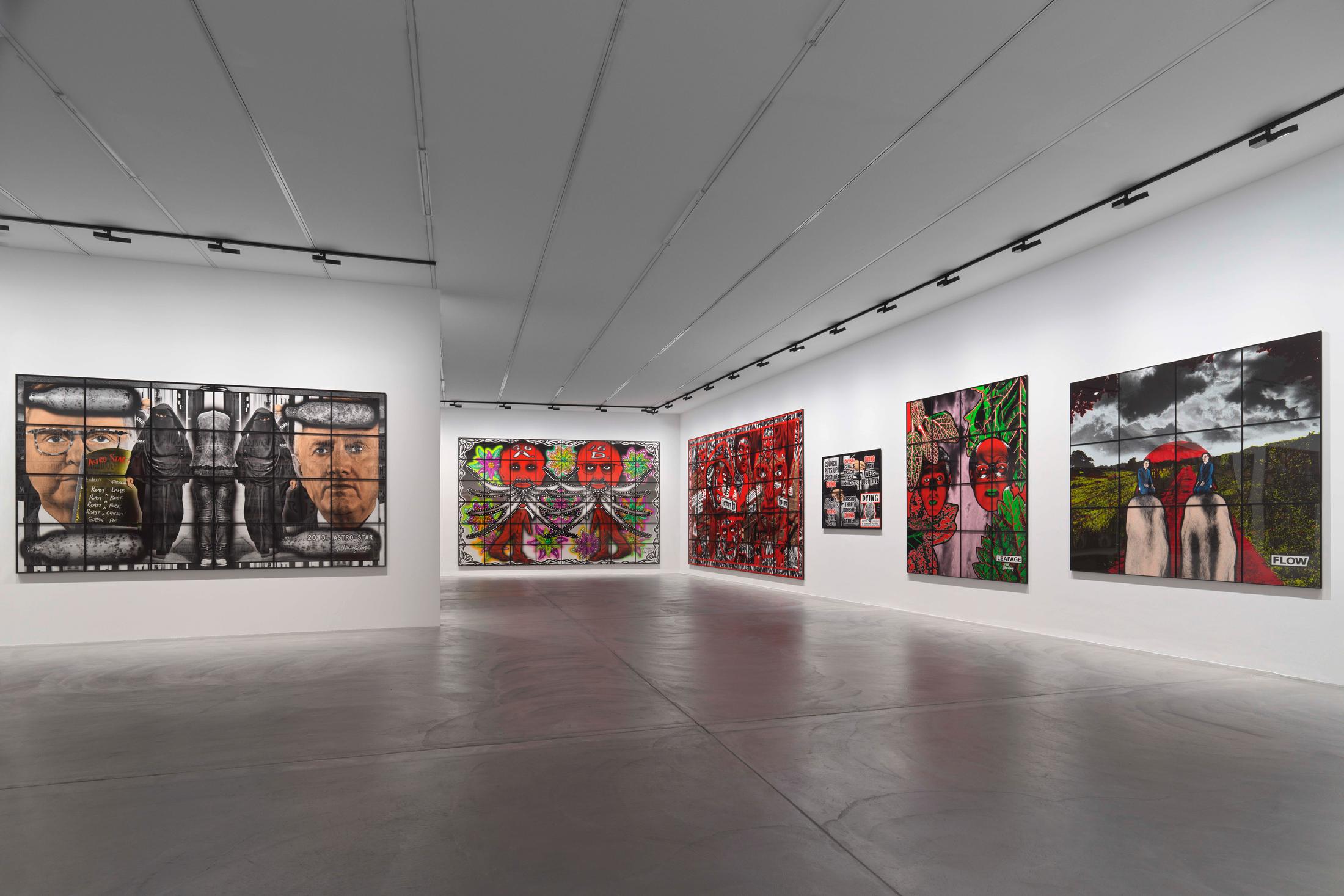 Exhibition View Gilbert & George «THE GREAT EXHIBITION, 1971–2016» at Kunsthalle Zürich & Luma Westbau, Zurich, 2020 / Photo: Stefan Altenburger / Courtesy: the artists, Kunsthalle Zürich & Luma Westbau