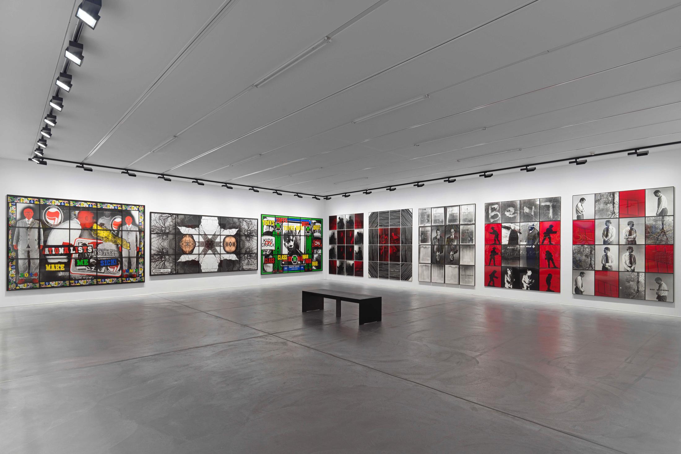 Exhibition View Gilbert & George «THE GREAT EXHIBITION, 1971–2016» at Kunsthalle Zürich & Luma Westbau, Zurich, 2020 / Photo: Stefan Altenburger / Courtesy: the artists, Kunsthalle Zürich & Luma Westbau