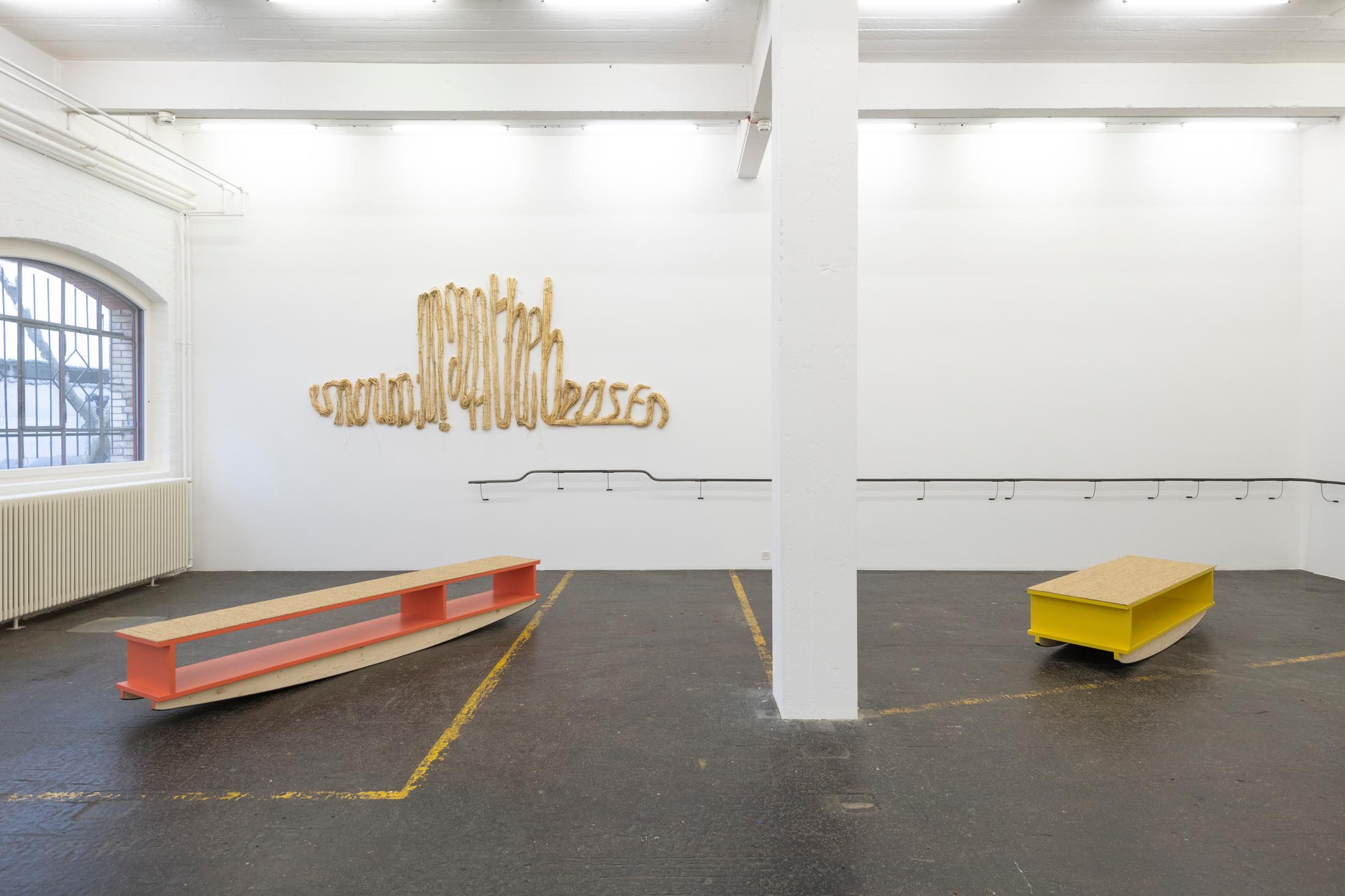 Exhibition View Gina Proenza Solo Show «Moving Jealousy» at Kunst Halle Sankt Gallen, St. Gallen, 2023 / Photo: Sebastian Schaub / Courtesy: the artist and Kunst Halle Sankt Gallen