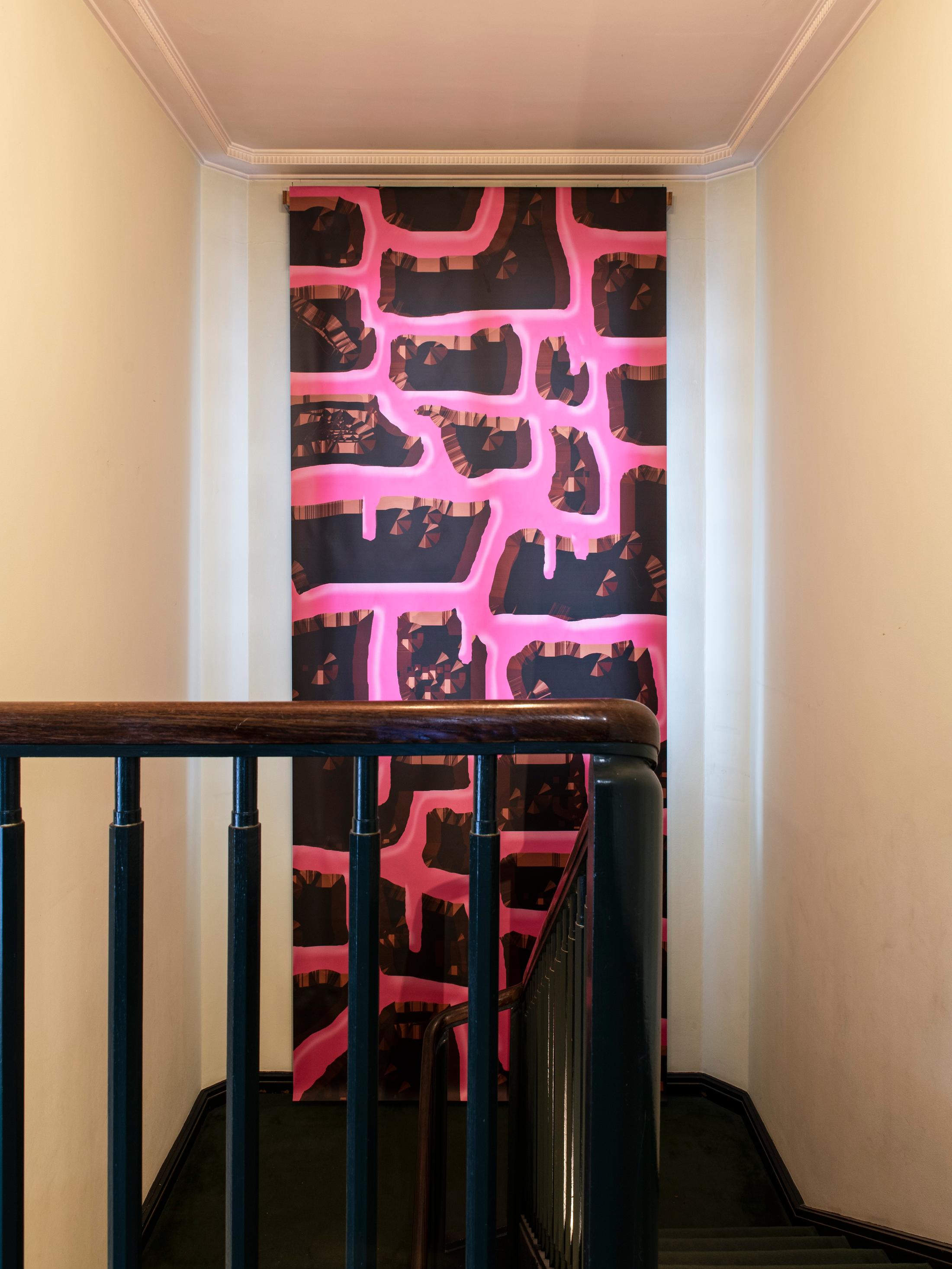 Exhibition View Giulia Essyad Soloshow «Chocolate Factory; view on Welcome To The Chocolate Factory, 2020» at Cherish, Geneva, 2020 / Photo: James Bantone / Courtesy: the artist and Cherish