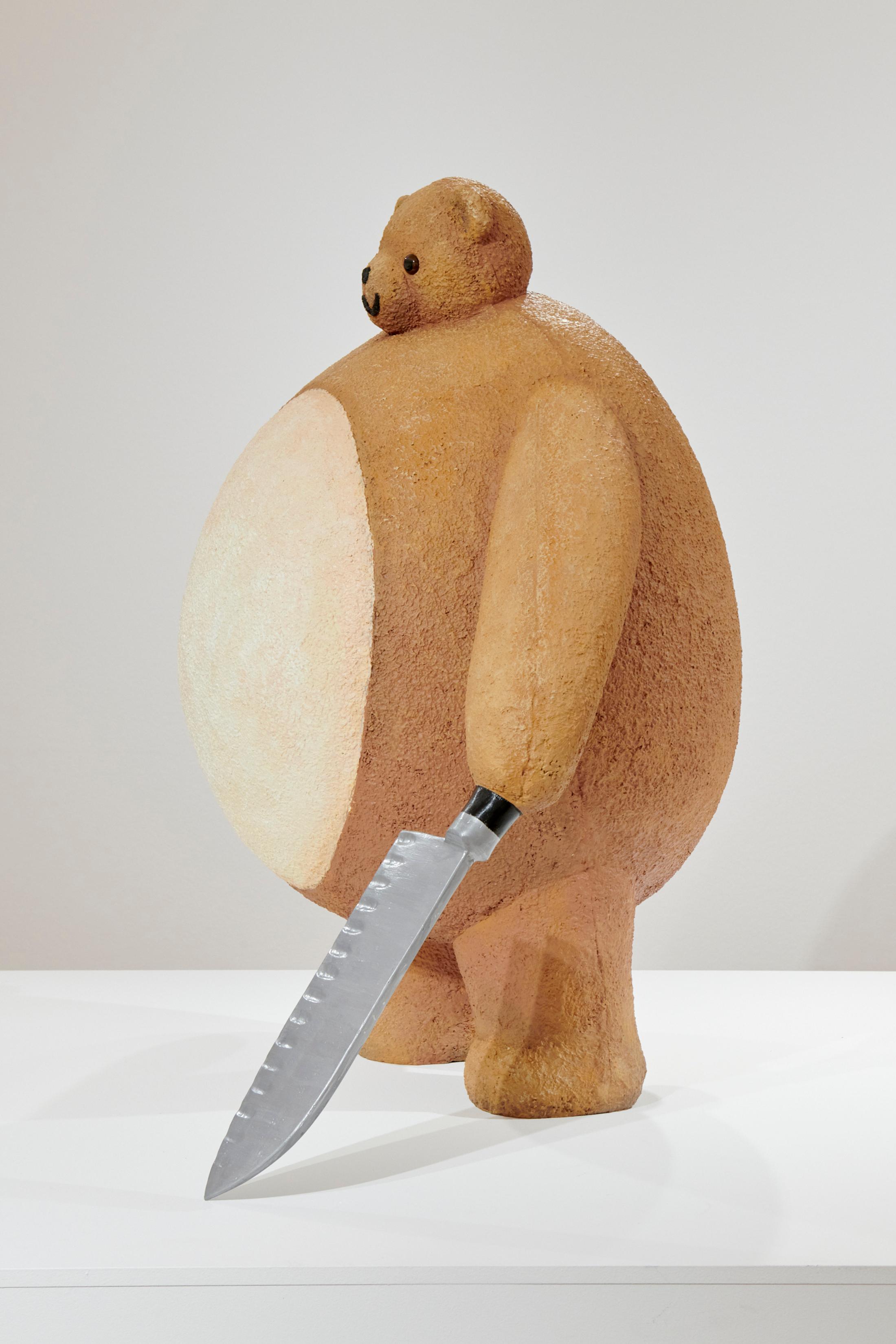 Exhibition View Grégory Sugnaux Solo Show «data romance; view on Grégory Sugneaux, Teddy, 2022, 110x110x80cm, detail» at Château de Gruyères, Fribourg / Photo: Guillaume Python / Courtesy: the artist and Chateau de Gruyères