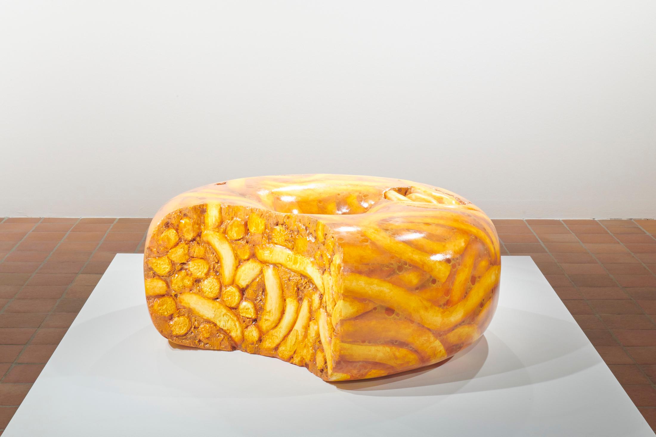 Exhibition View Grégory Sugnaux Solo Show «data romance; view on Grégory Sugneaux, Spaghetti Donut 1, 2022, 100x50cm, detail» at Château de Gruyères, Fribourg / Photo: Guillaume Python / Courtesy: the artist and Chateau de Gruyères