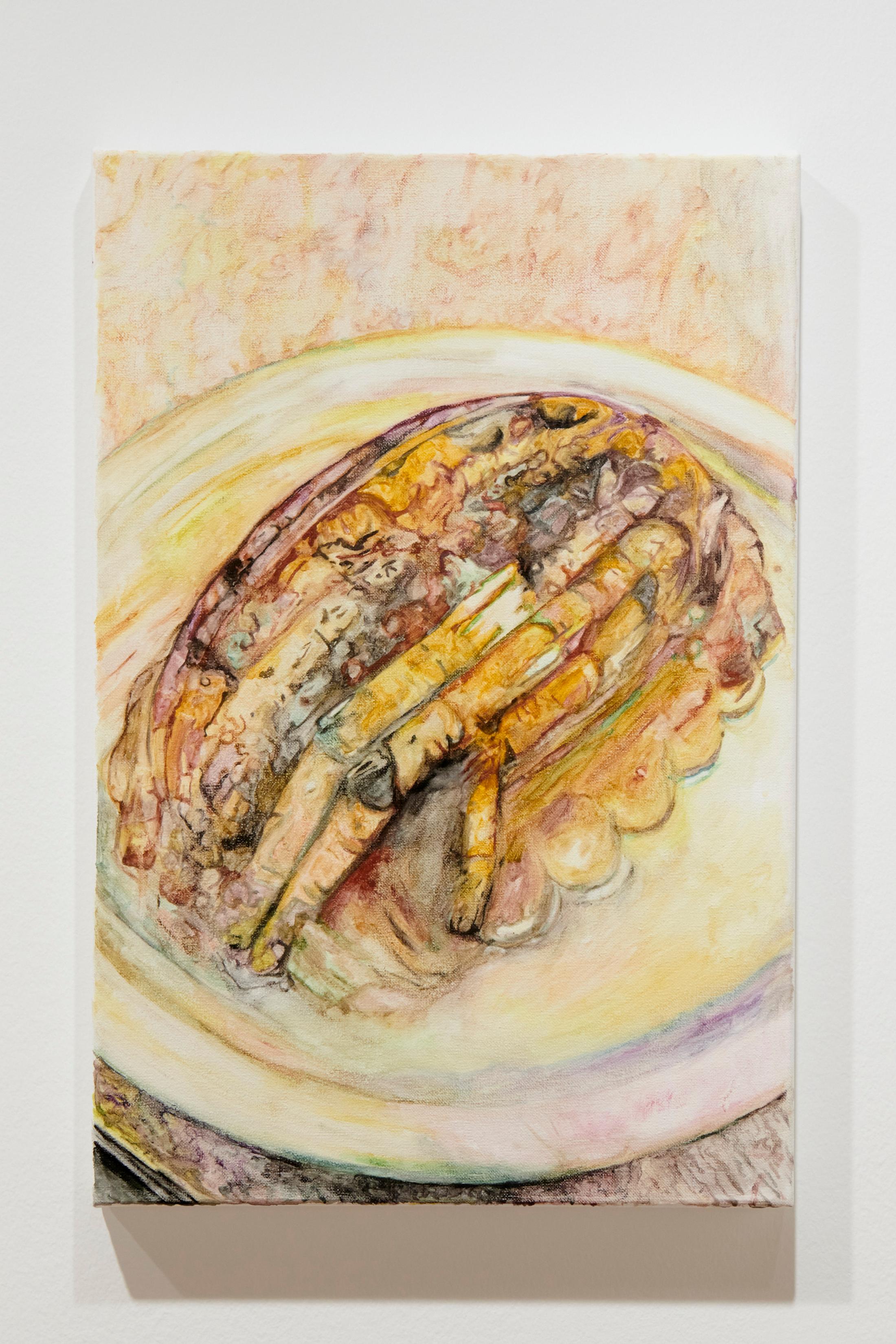 Exhibition View Grégory Sugnaux Solo Show «data romance; view on Grégory Sugneaux, Aspic, 2022, 60x40cm, gouache and acrylic on canvas» at Château de Gruyères, Fribourg / Photo: Guillaume Python / Courtesy: the artist and Chateau de Gruyères