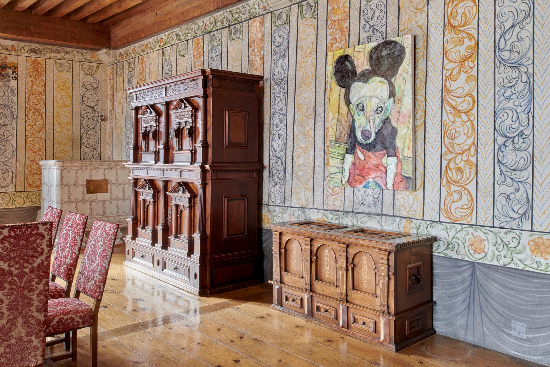 Exhibition View Grégory Sugnaux Solo Show «data romance» at Château de Gruyères, Fribourg / Photo: Guillaume Python / Courtesy: the artist and Chateau de Gruyères