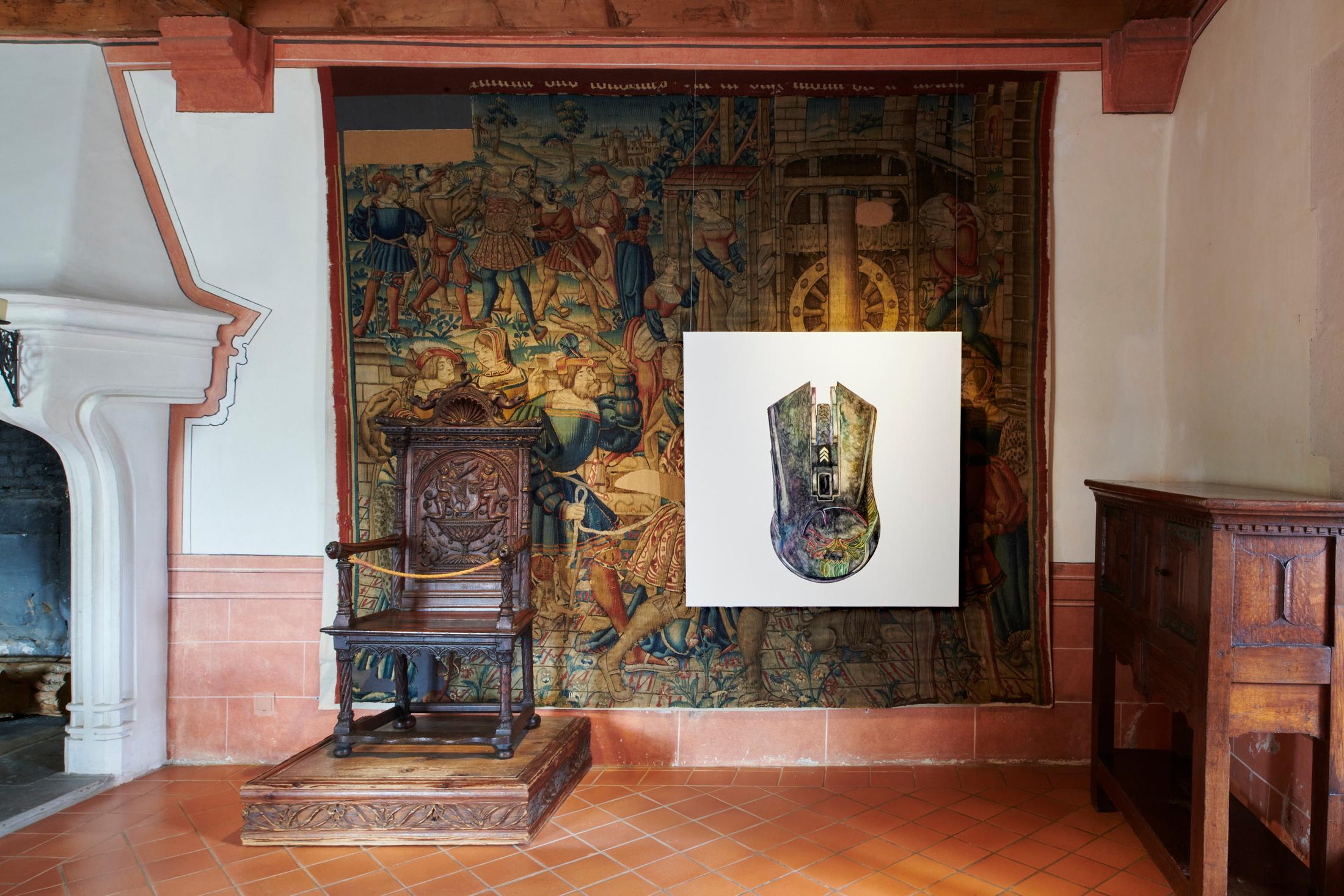 Exhibition View Grégory Sugnaux Solo Show «data romance» at Château de Gruyères, Fribourg / Photo: Guillaume Python / Courtesy: the artist and Chateau de Gruyères