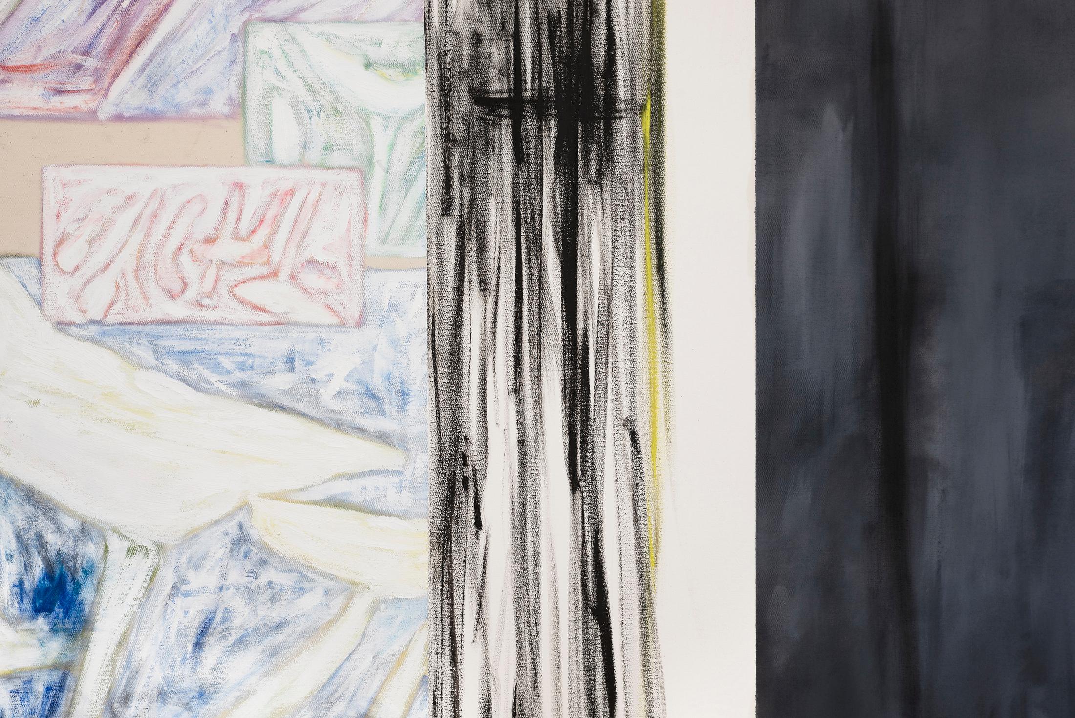 Exhibition View Gritli Faulhaber Soloshow «Fuck You, I Love You!; view on Compilation Painting (II), (detail), 2019» at Cherish, Geneva, 2019 / Photo: James Bantone / Courtesy: the artist and Cherish