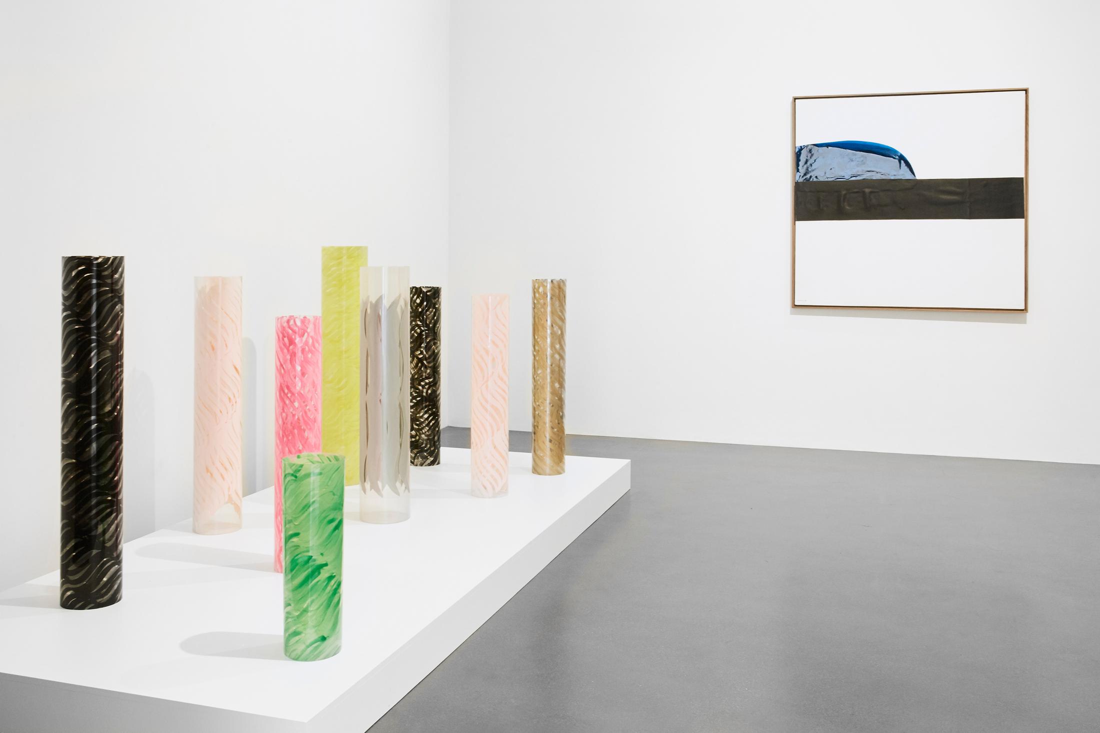 Exhibition View Groupshow «A Women Looking at Men Looking at Women ; view on Carla Accardi, Rolls 1966-71 and Carol Rama, Space Even More Than Time, 1971» at Muzeum Susch / Photo: Zosia Prominska / Courtesy Muzeum Susch