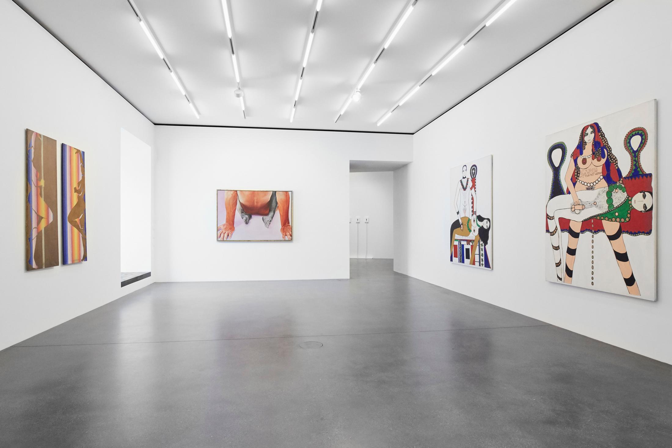 Exhibition View Groupshow «A Women Looking at Men Looking at Women ; view on Evelyne Axell, Joan Semmel, Dorothy Iannone» at Muzeum Susch / Photo: Zosia Prominska / Courtesy Muzeum Susch