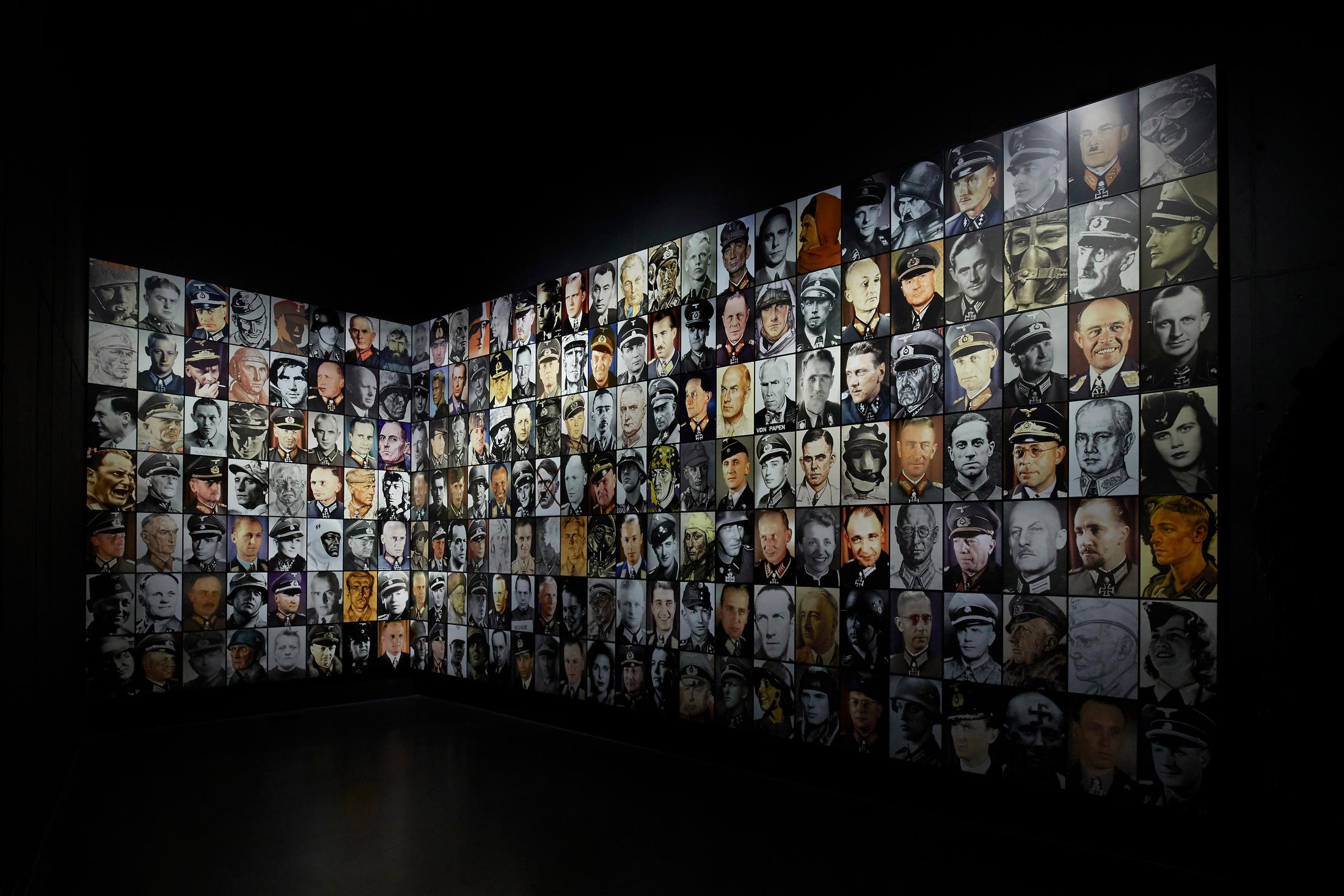 Exhibition View Groupshow «A Women Looking at Men Looking at Women ; site-specific permanent installation Piotr Uklański, Real Nazis, 2017» at Muzeum Susch / Photo: Zosia Prominska / Courtesy Muzeum Susch