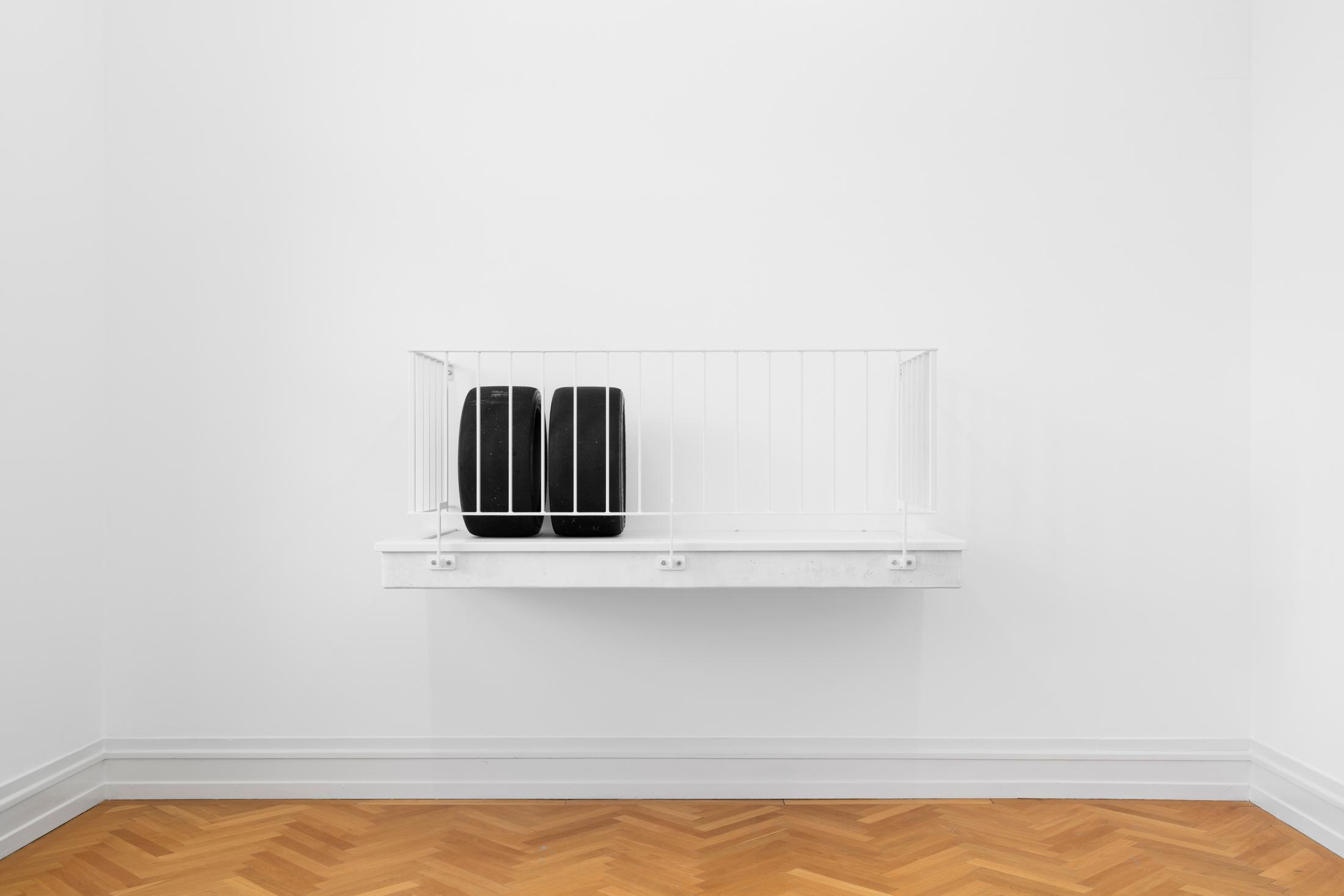 Installation View Cosima von Bonin "Off Mirror (Balcony & Tires), 2007" at Kunsthalle Bern, 2018 / Photo: Gunnar Meier